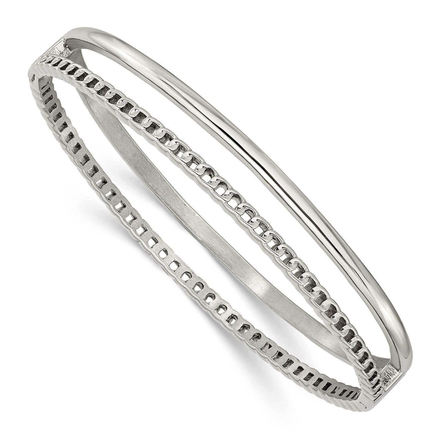 9.25mm Hinged Bangle Stainless Steel Polished SRB2907