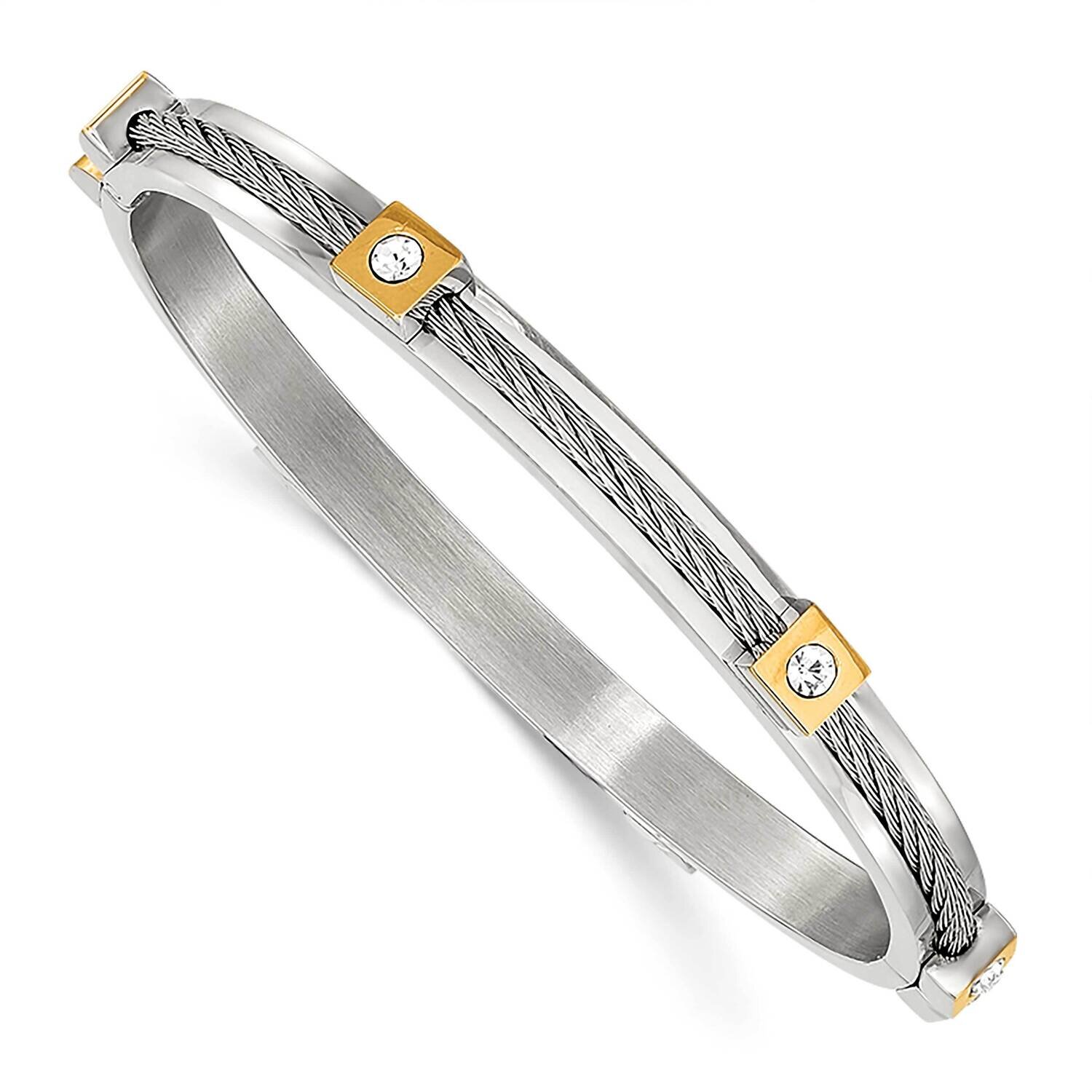 Yellow Ip-Plated with Preciosa Crystal Hinged Bangle Stainless Steel Polished SRB2919, MPN: SRB2919…