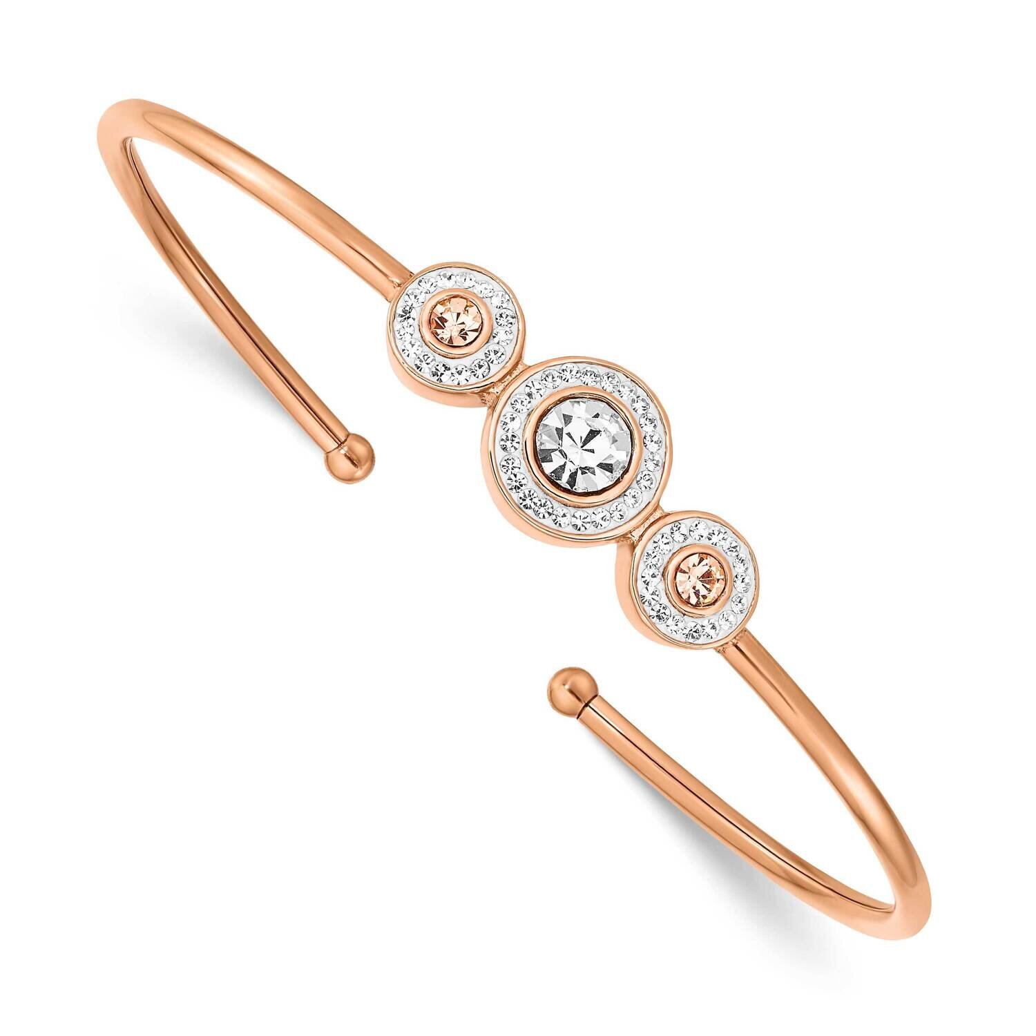 Rose Ip-Plated with Preciosa Crystal Flexible Bangle Stainless Steel Polished SRB2920, MPN: SRB2920…