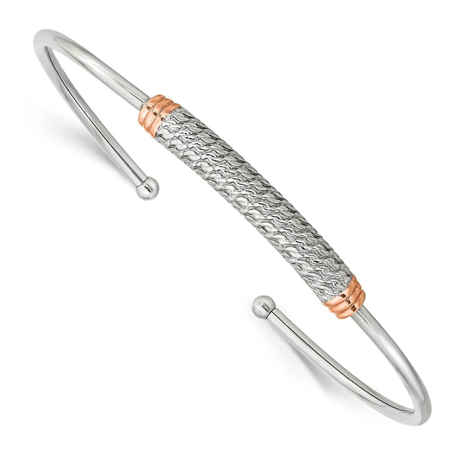 Rose Ip-Plated Flexible Cuff Bangle Stainless Steel Polished SRB2921