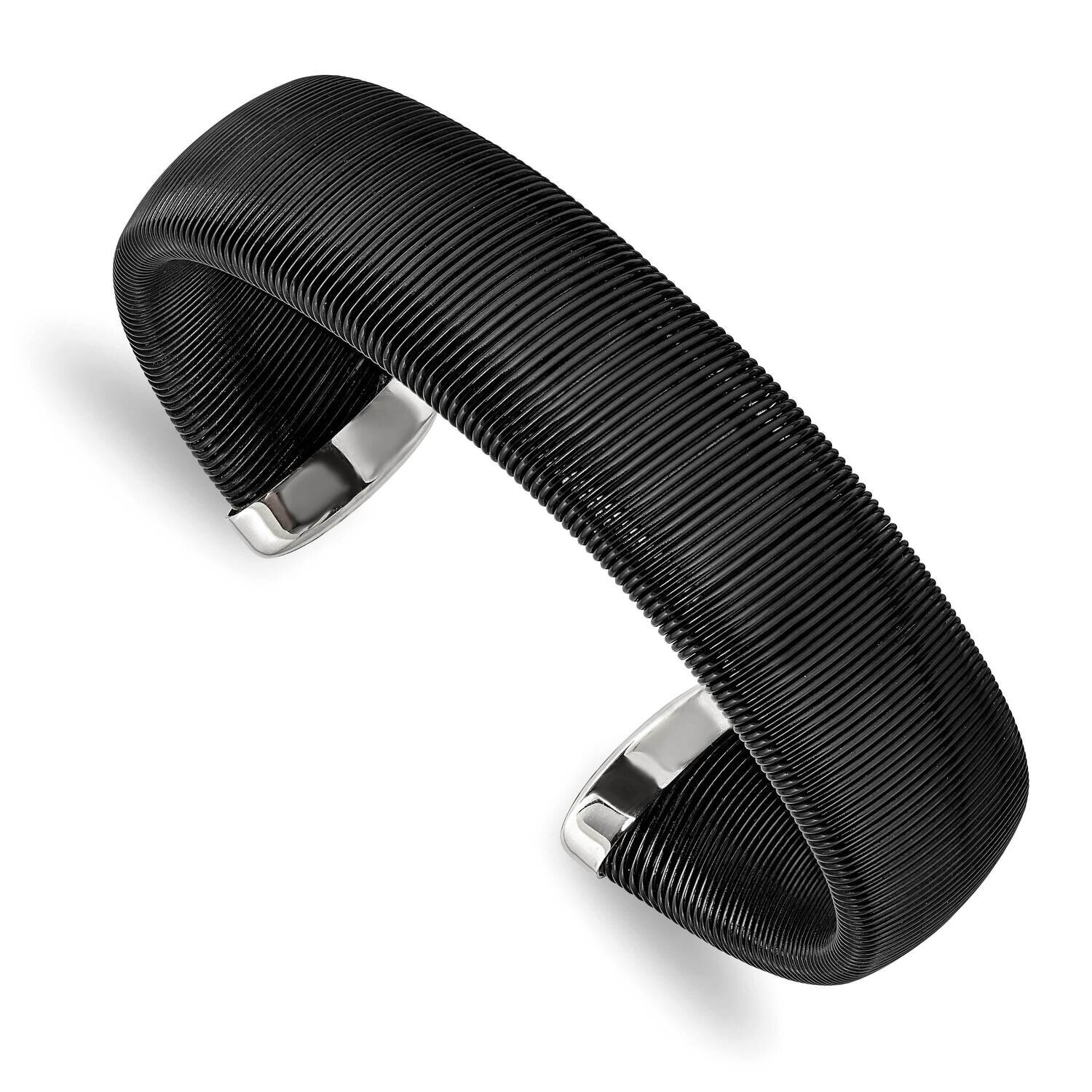 Black Ip-Plated Wire 18mm Cuff Bangle Stainless Steel Polished SRB2924
