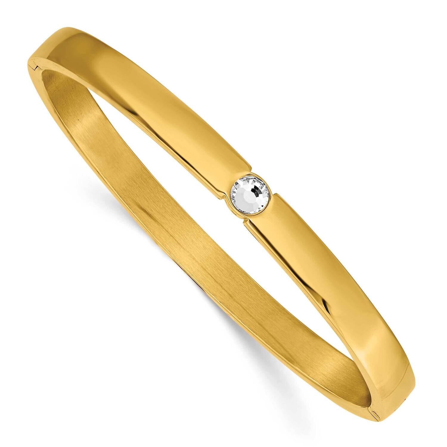 Yellow Ip-Plated Preciosa Crystal 6mm Hinged Bangle Stainless Steel Polished SRB2928
