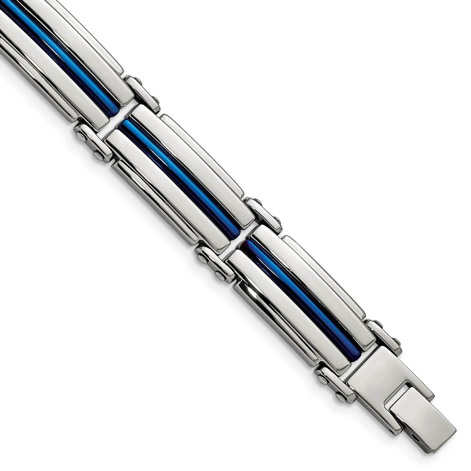 Blue Ip-Plated 8.5 Inch Link Bracelet Stainless Steel Polished SRB2953-8.5, MPN: SRB2953-8.5, 19110…