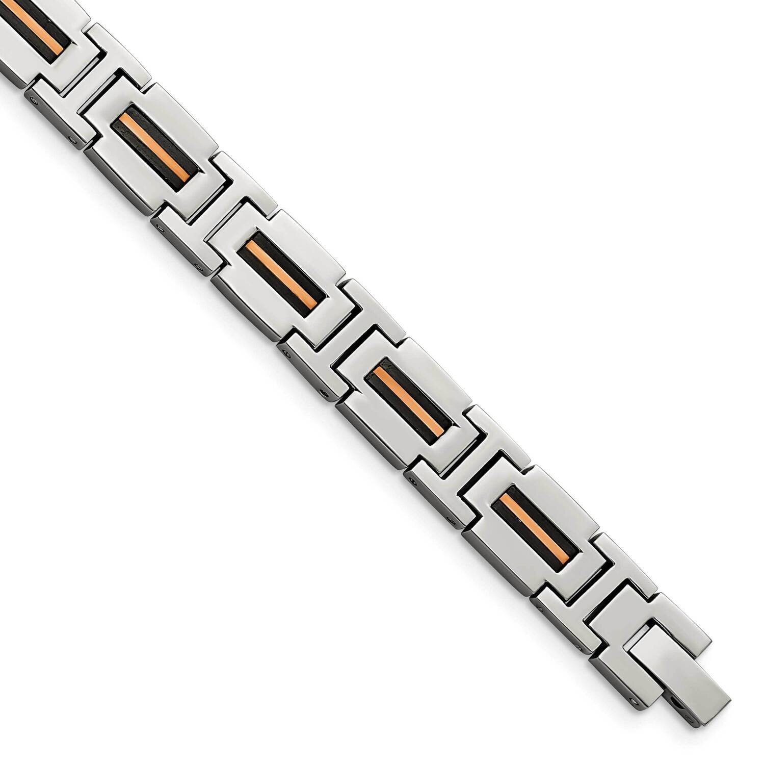 Black and Rose Ip-Plated 8.5 Inch Link Bracelet Stainless Steel Polished SRB2957-8.5, MPN: SRB2957-…