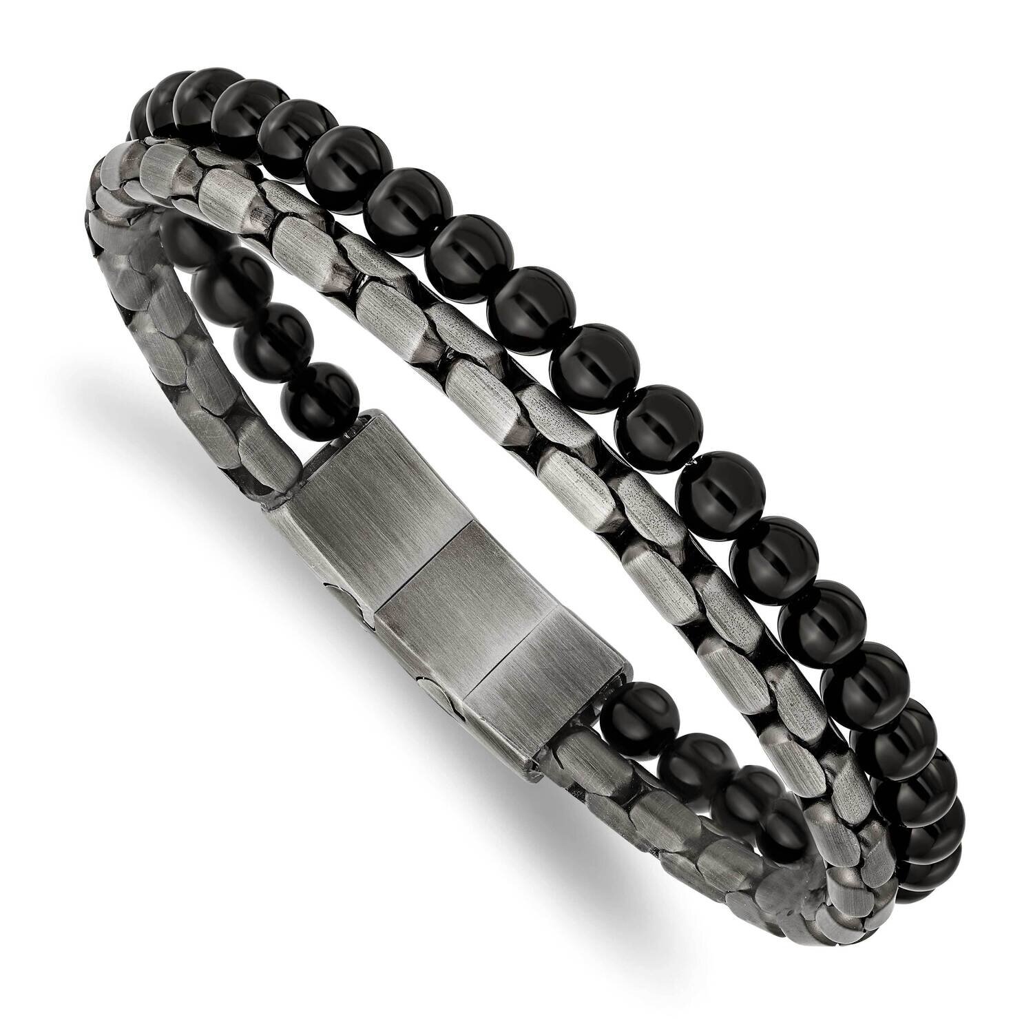 Antique Bronze-Plated Ip Agate with .5 Inch Extender Bracelet Stainless Steel Brushed SRB2980-8.5, …