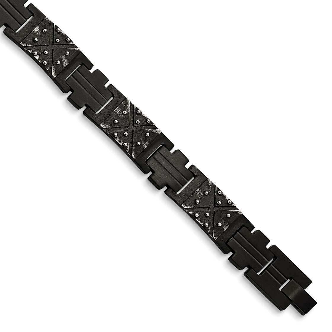 Brushed Black Ip-Plated 9.25 Inch Link Bracelet Stainless Steel Antiqued SRB3030-9.25, MPN: SRB3030…