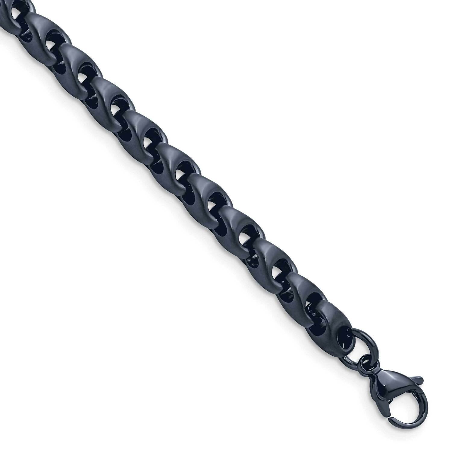 Dark Grey/Blue Ip-Plated 5.75mm 8.5 Inch Bracelet Stainless Steel Brushed SRB3041-8.5, MPN: SRB3041…