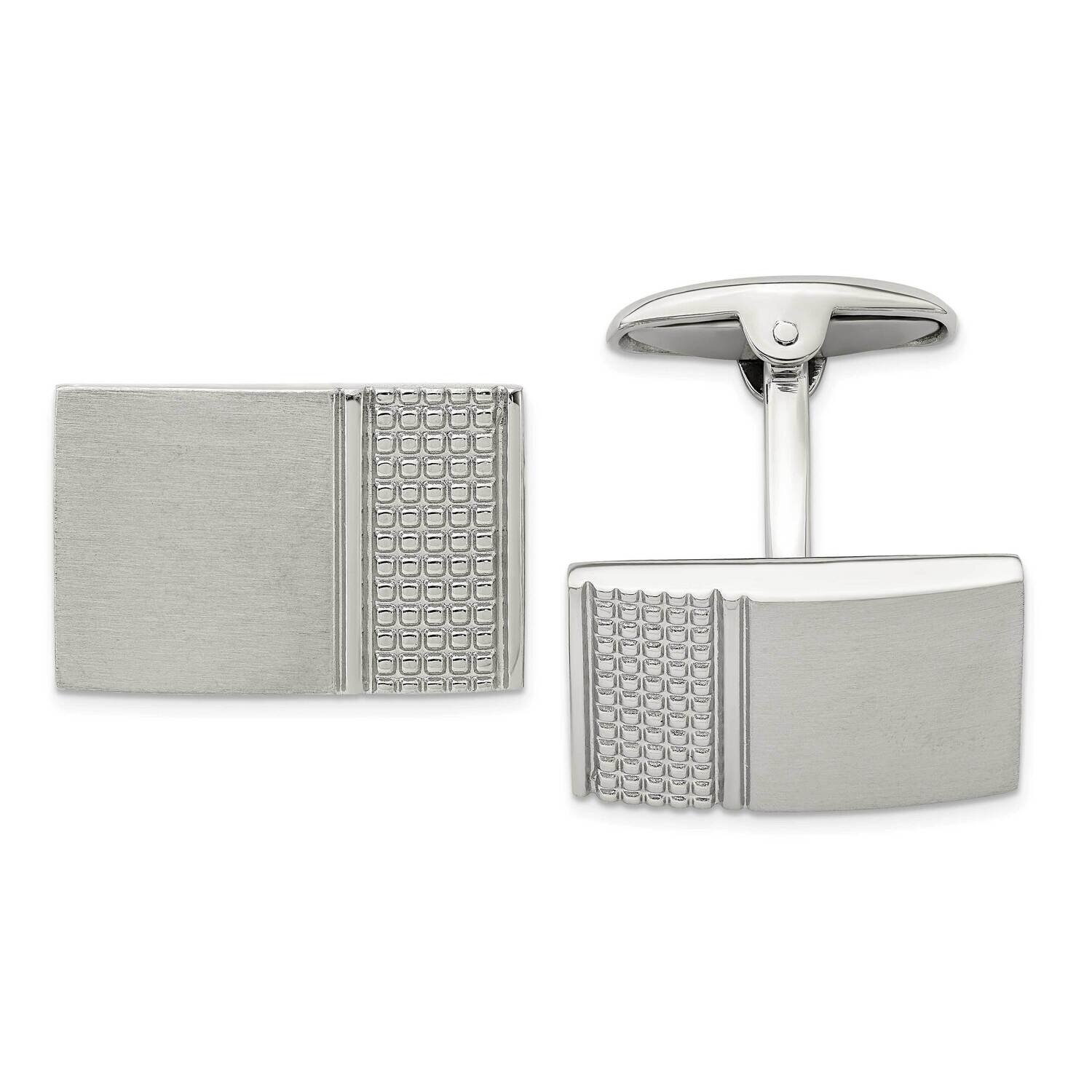Polished Textured Cufflinks Stainless Steel Brushed SRC306
