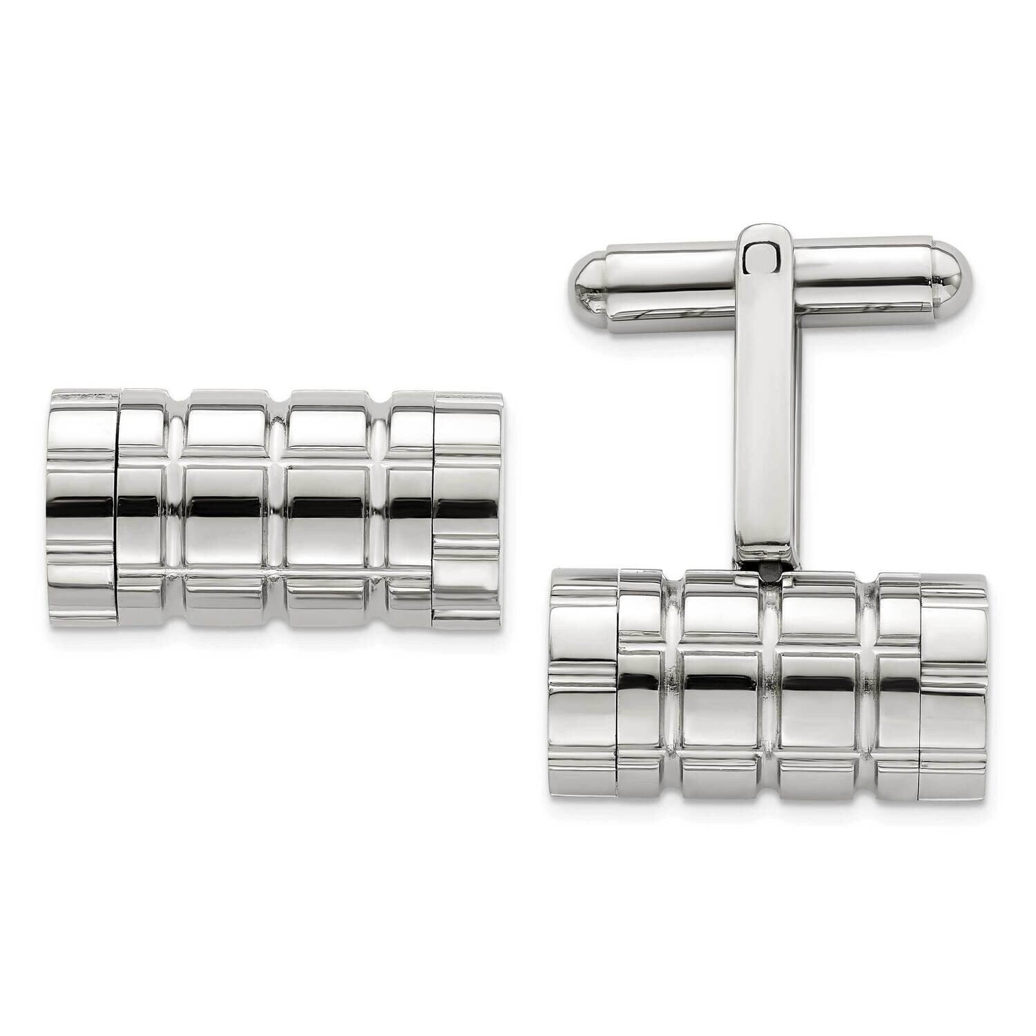 Grooved Cylinder Cufflinks Stainless Steel Polished SRC312