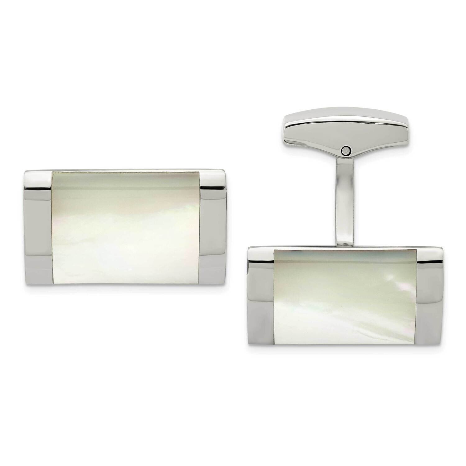 Mother Of Pearl Cufflinks Stainless Steel Polished SRC314