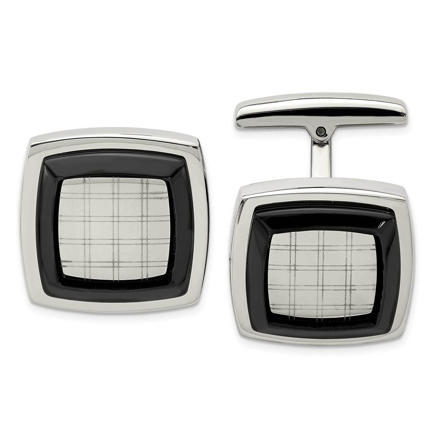 Black Ip-Plated Cufflinks Stainless Steel Polished SRC324, MPN: SRC324, 886774622033