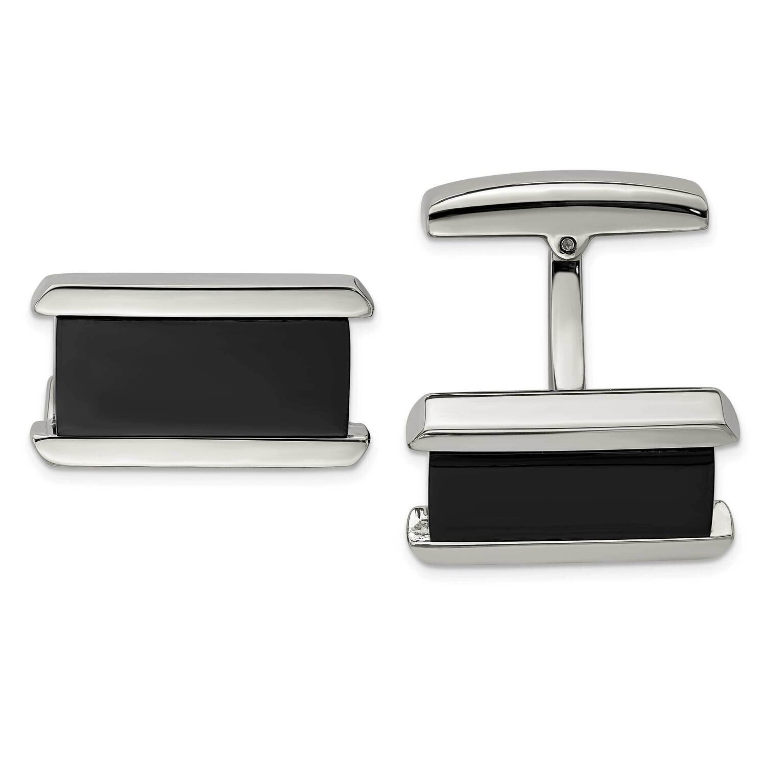 Black Ip-Plated Rectangle Cufflinks Stainless Steel Polished SRC343