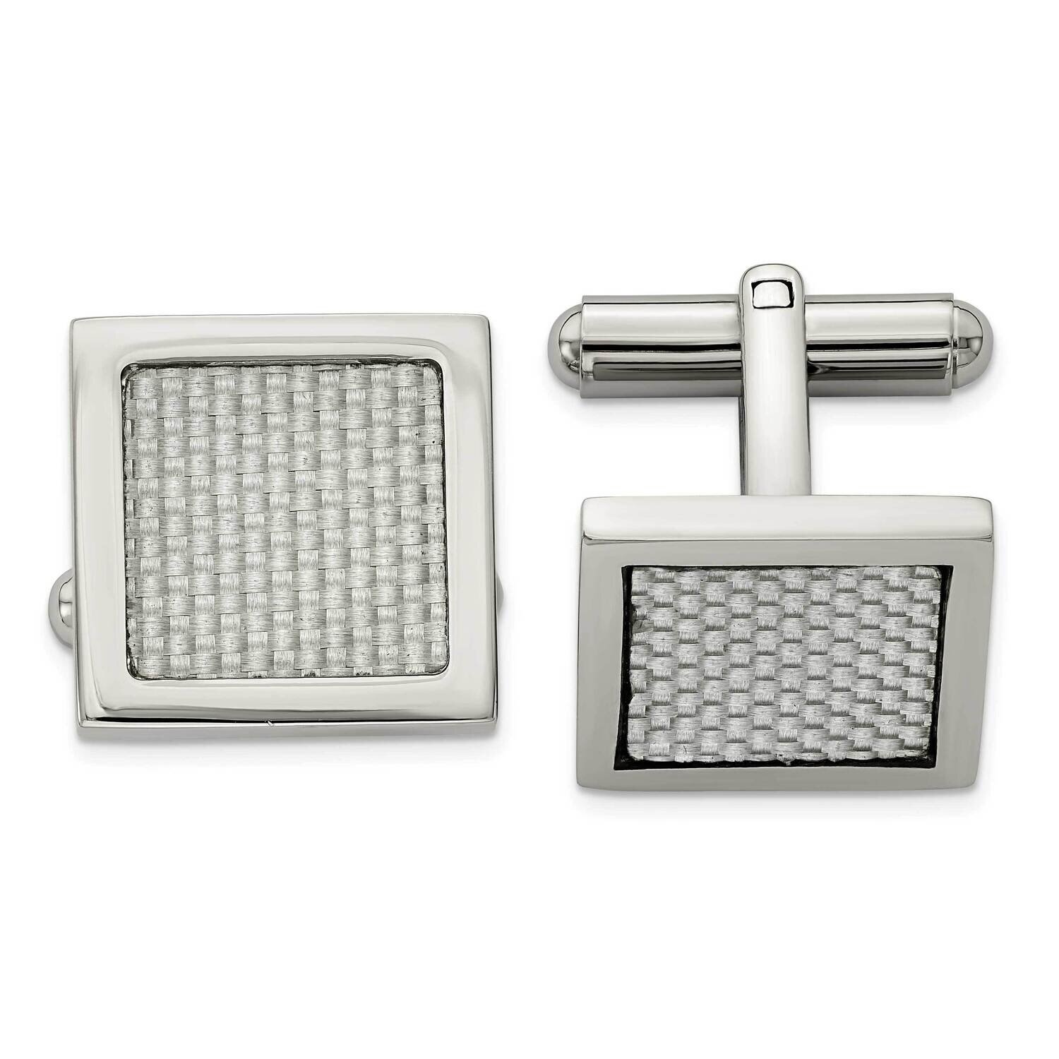 Grey Carbon Fiber Inlay Cufflinks Stainless Steel Polished SRC360