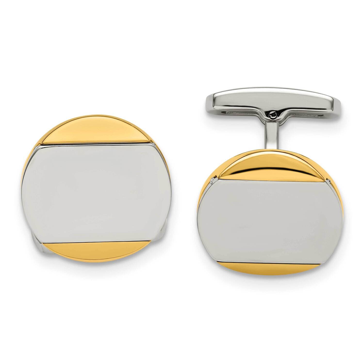 Yellow Ip-Plated Circle Cufflinks Stainless Steel Polished SRC422