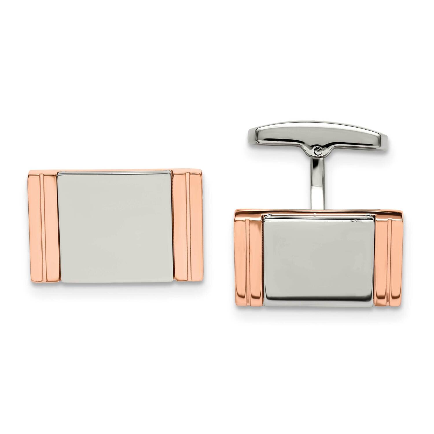 Rose Ip-Plated Rectangle Cufflinks Stainless Steel Polished SRC423