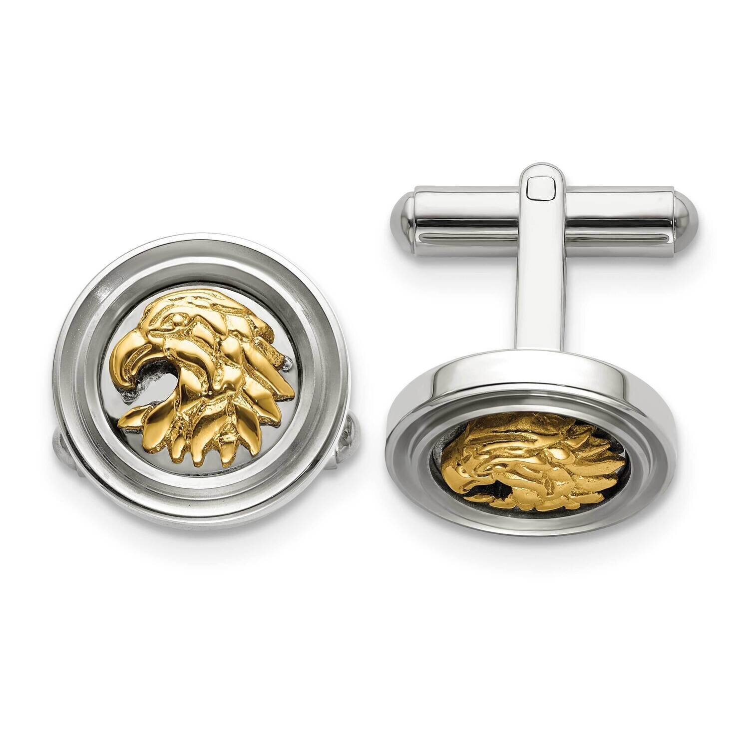 Yellow Ip-Plated Eagle Cufflinks Stainless Steel Polished SRC428