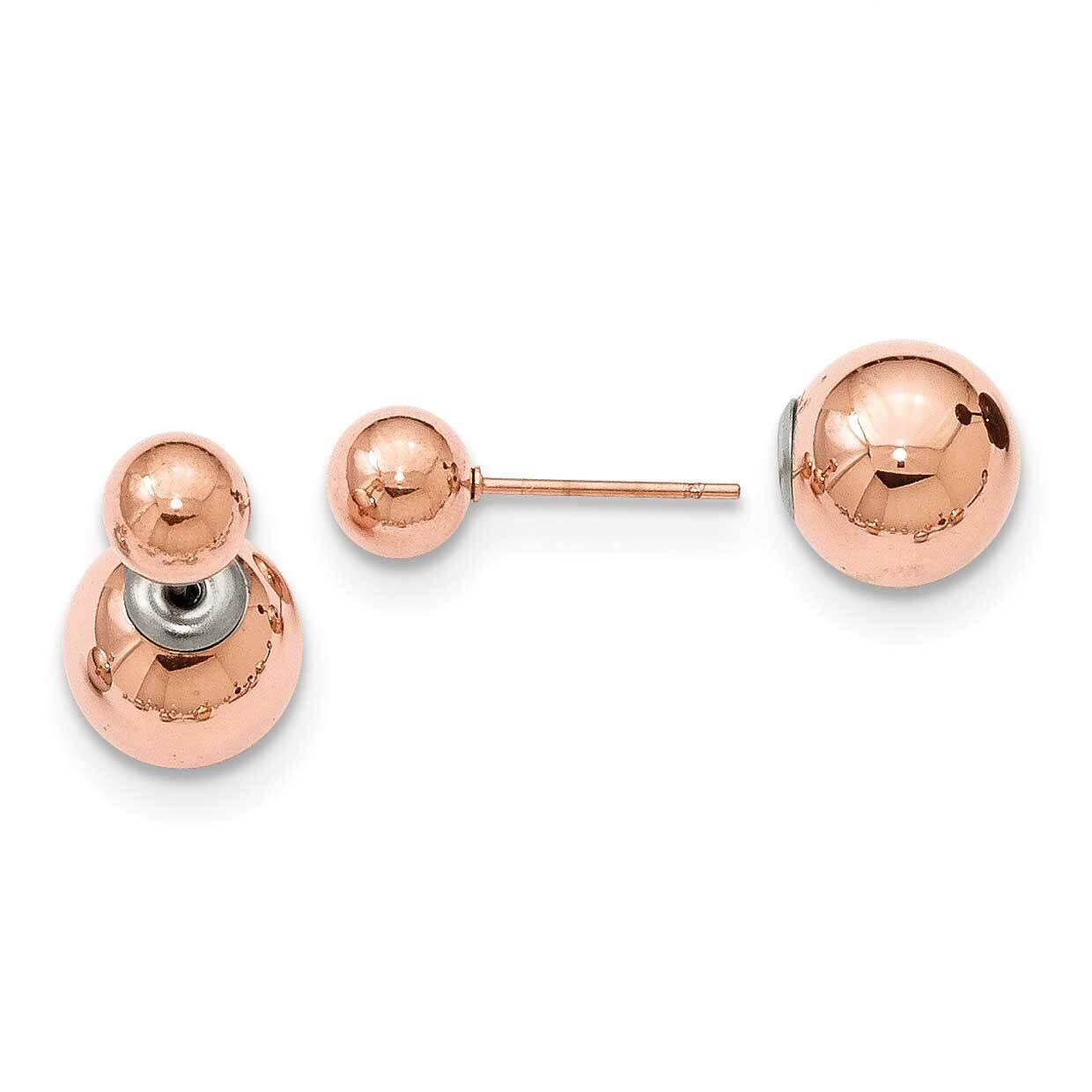 Pink Ip-Plated Ball Reversible Post Earrings Stainless Steel Polished SRE1057P