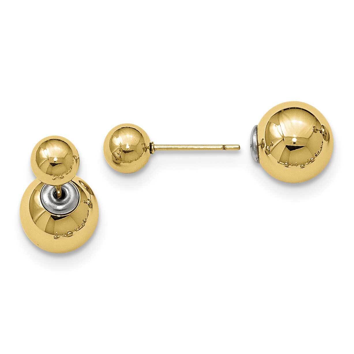 Yellow Ip-Plated Ball Reversible Post Earrings Stainless Steel Polished SRE1057Y