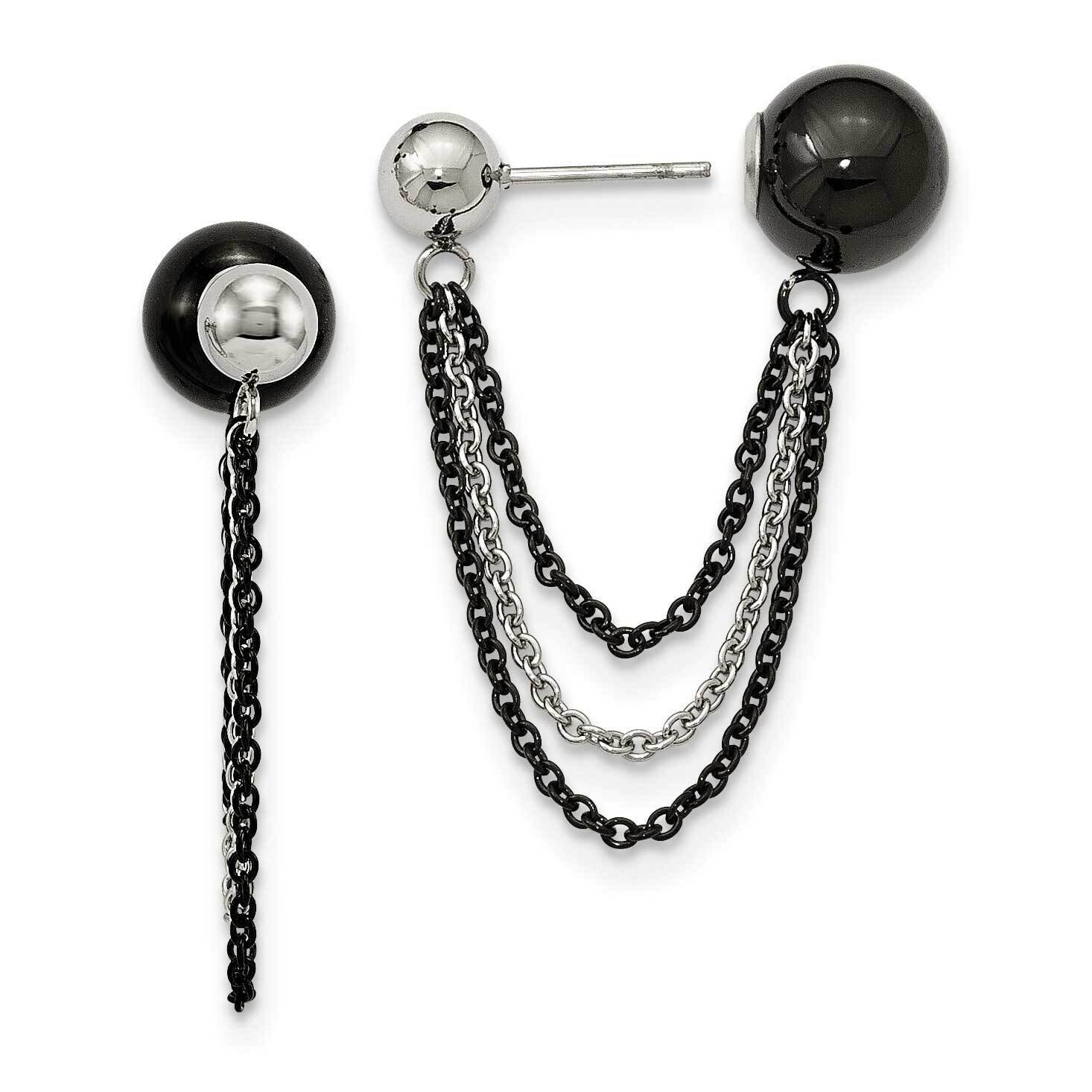 Black Ip-Plated Ball Reversible Post Dangles Stainless Steel Polished SRE1062
