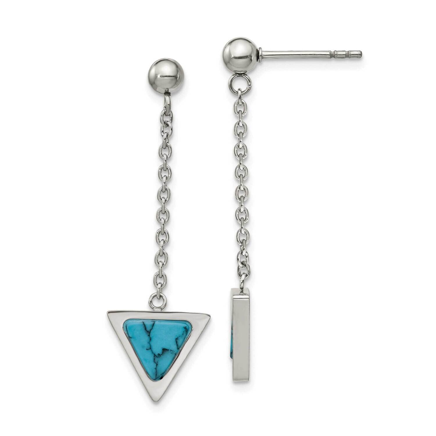 Reconstructed Howlite Post Dangle Earring Stainless Steel Polished SRE1325, MPN: SRE1325, 191101867…