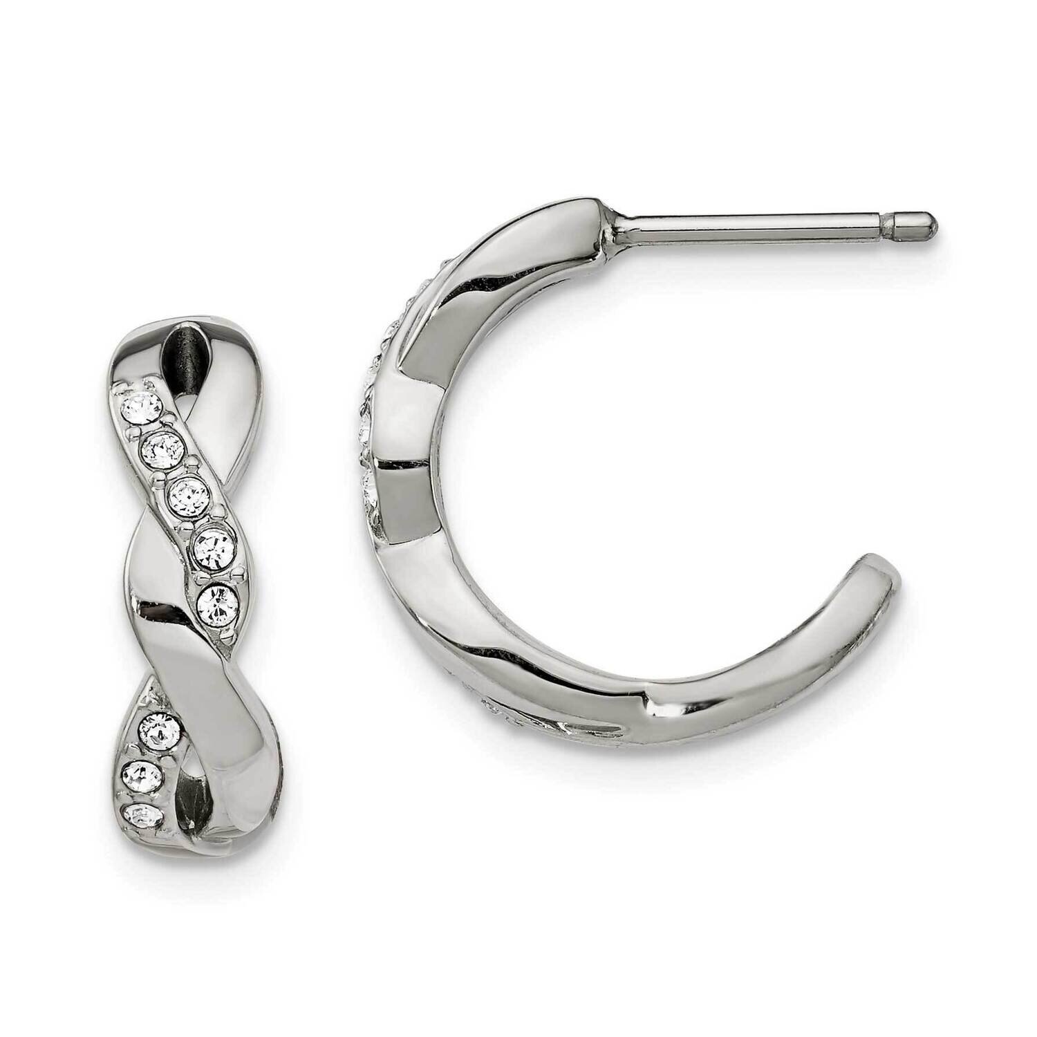 Swarovski Crystals Post Hoop Earrings Stainless Steel Polished SRE1328