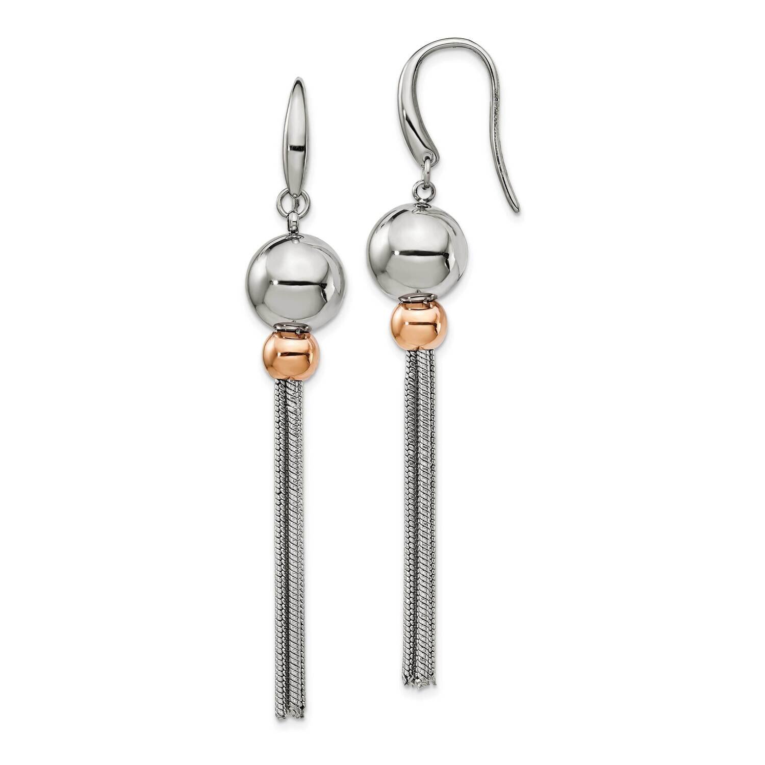 Rose Ip-Plated Shepherd Hook Dangle Earrings Stainless Steel Polished SRE1331, MPN: SRE1331, 191101…