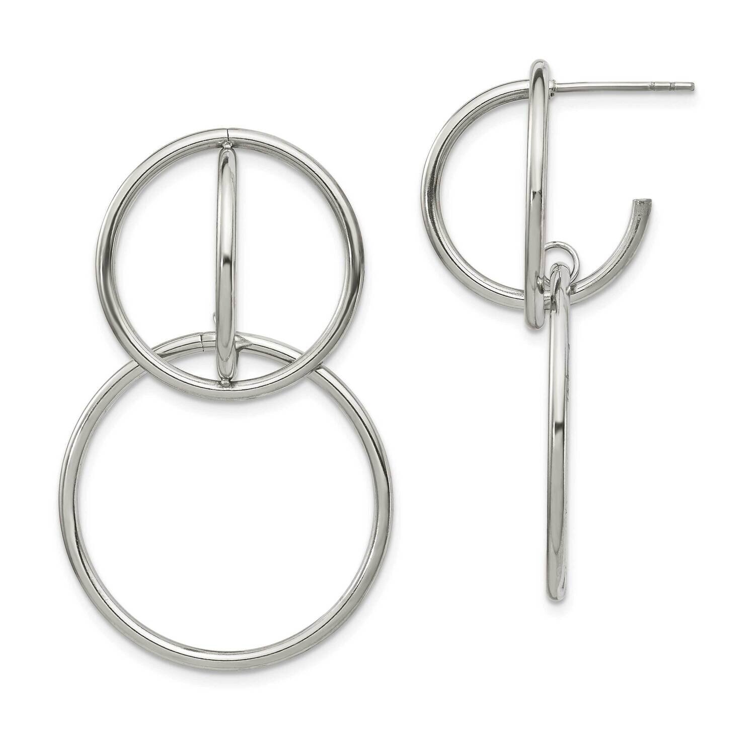 Interlocking Circles Post Dangle Earrings Stainless Steel Polished SRE1340, MPN: SRE1340, 191101867…