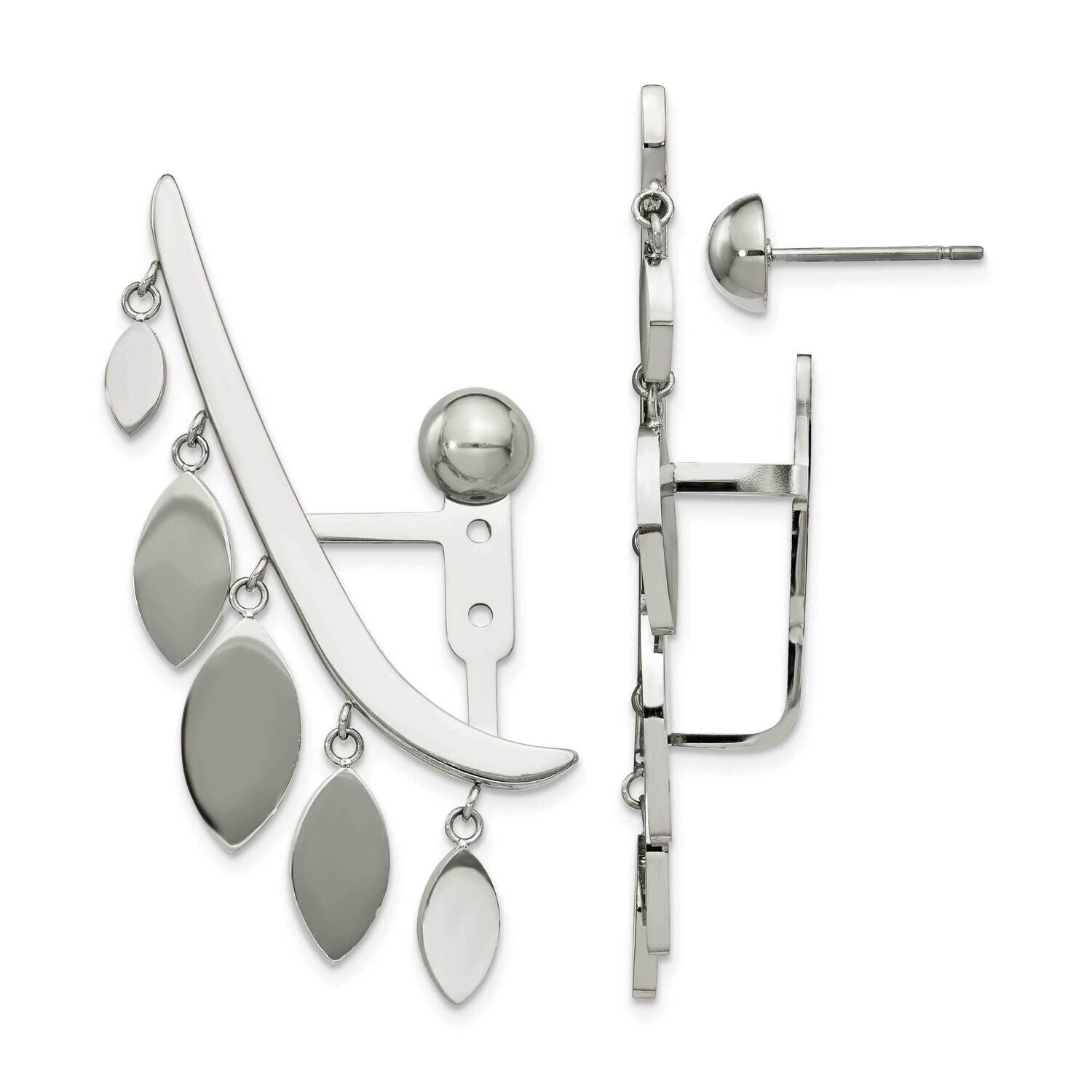 Front and Back Bar with Dangles Post Earrings Stainless Steel Polished SRE1344, MPN: SRE1344, 19110…