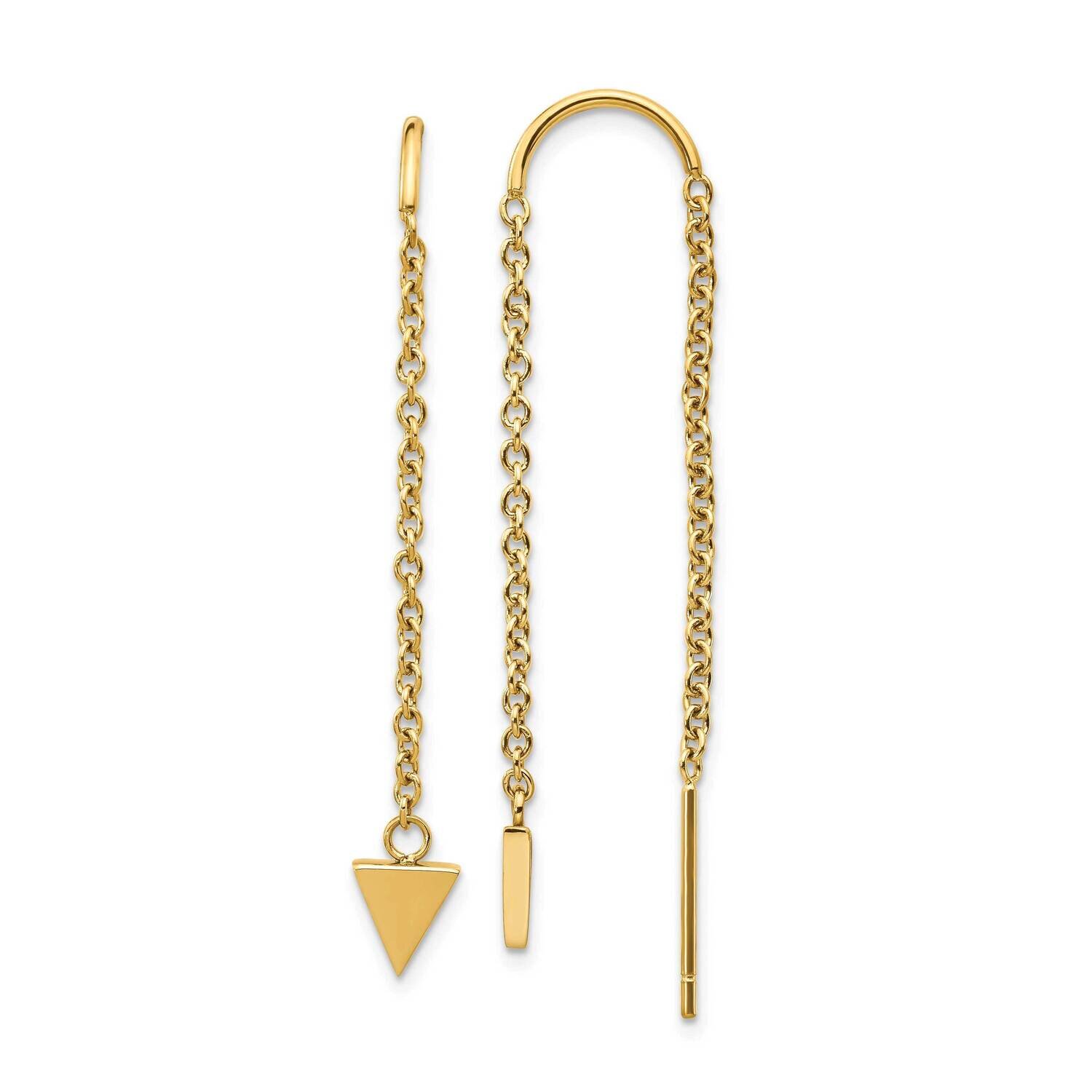Yellow Ip-Plated Threader Triangle Dangle Earrings Stainless Steel Polished SRE1353, MPN: SRE1353, …