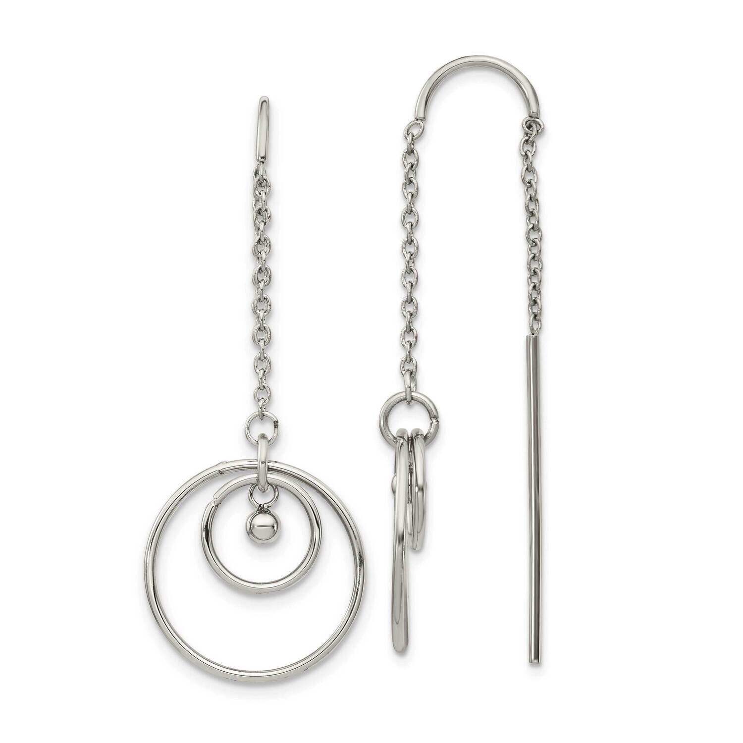 Threader Circle Dangle Earrings Stainless Steel Polished SRE1355, MPN: SRE1355, 191101866913