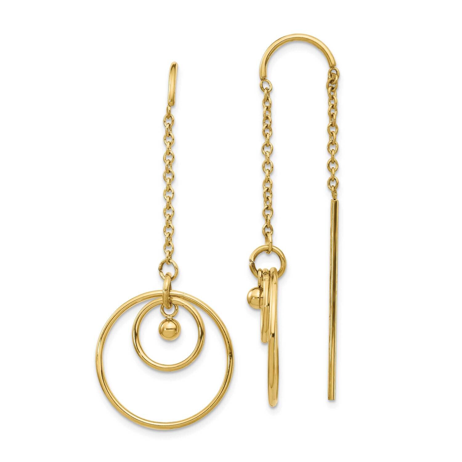 Yellow Ip-Plated Threader Circle Dangle Earrings Stainless Steel Polished SRE1356, MPN: SRE1356, 19…