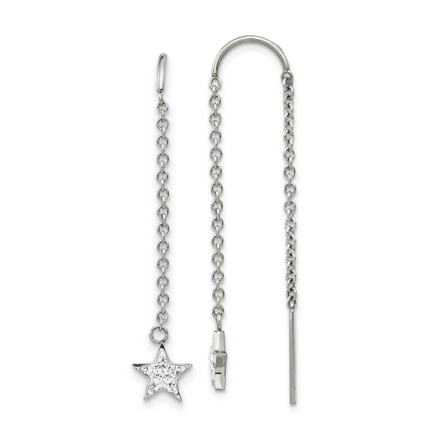 Preciosa Crystal Star Threader Earrings Stainless Steel Polished SRE1361, MPN: SRE1361, 191101868023