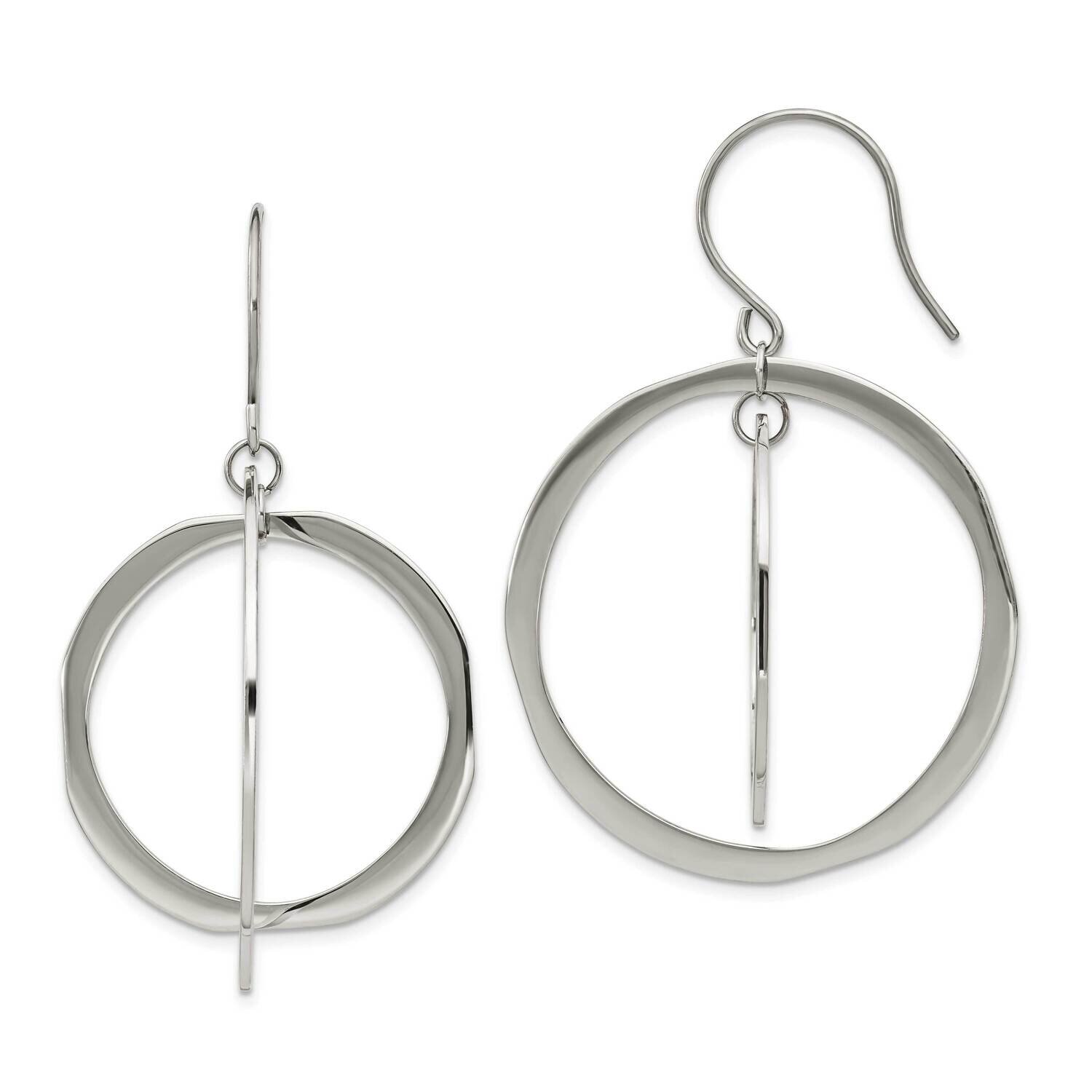 Circles Dangle Shepherd Hook Earring Stainless Steel Polished SRE1367, MPN: SRE1367, 191101867200
