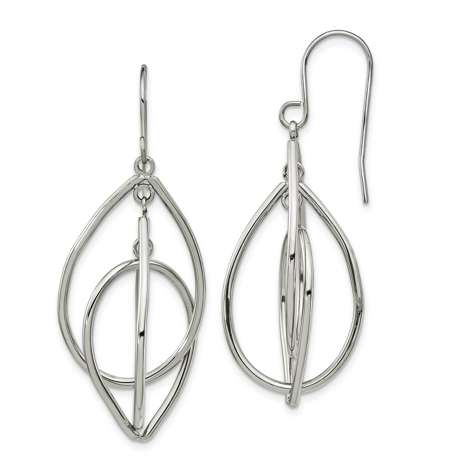 Shepherd Hook Dangle Earrings Stainless Steel Polished SRE1368, MPN: SRE1368, 191101866784