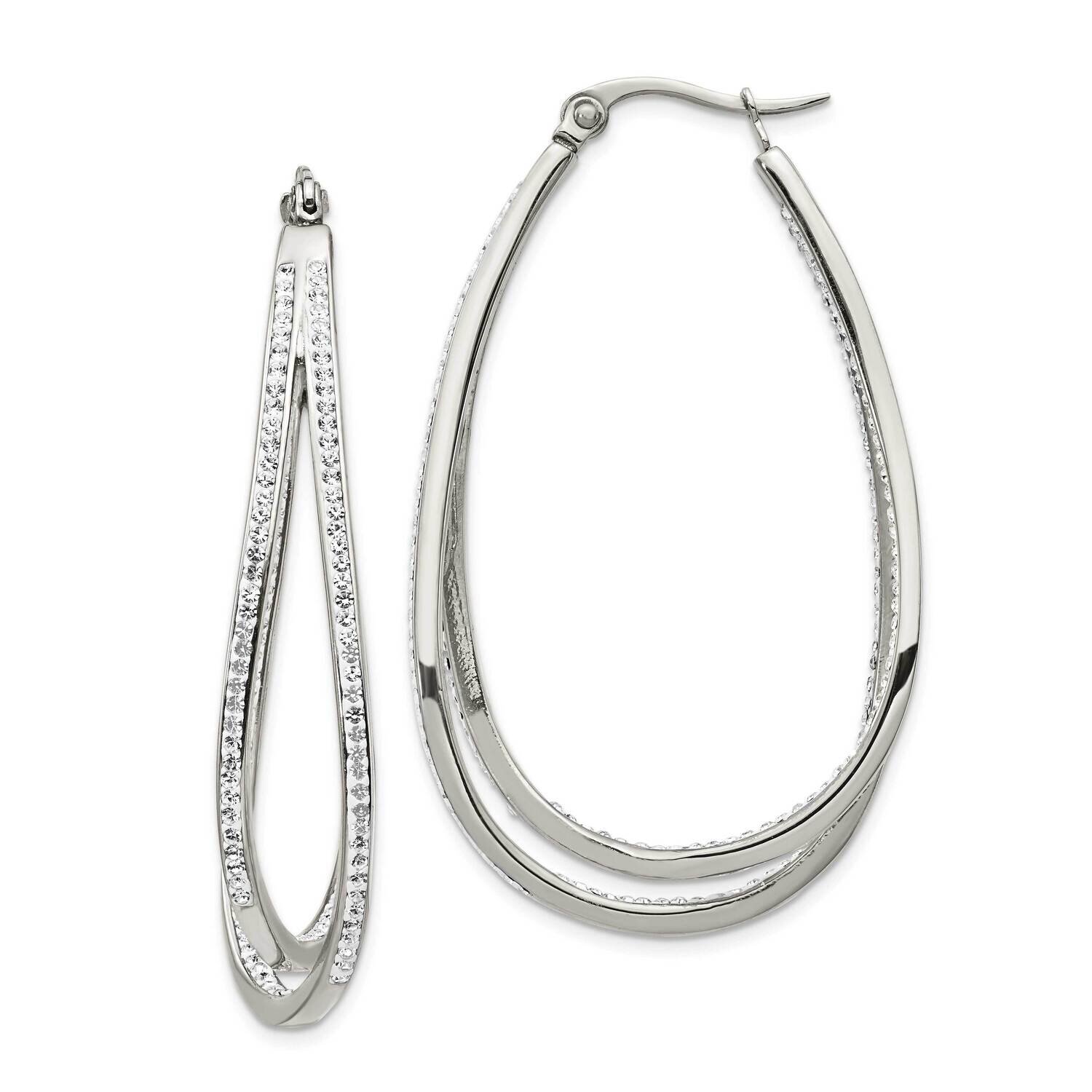 Preciosa Crystal In & Out Twisted Hoop Earrings Stainless Steel Polished SRE1380