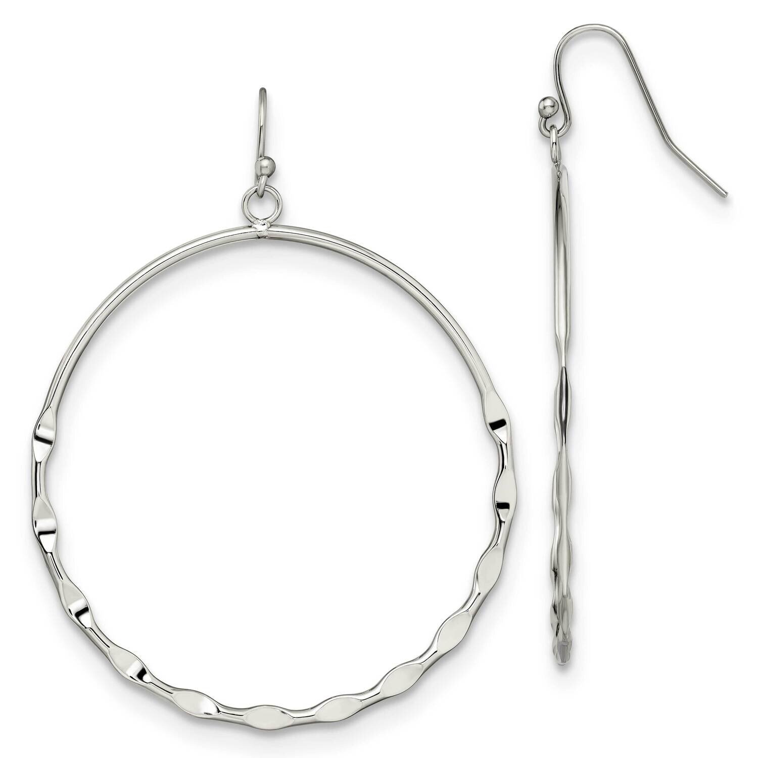 Hoop Dangle Shepherd Hook Earrings Stainless Steel Polished SRE1394