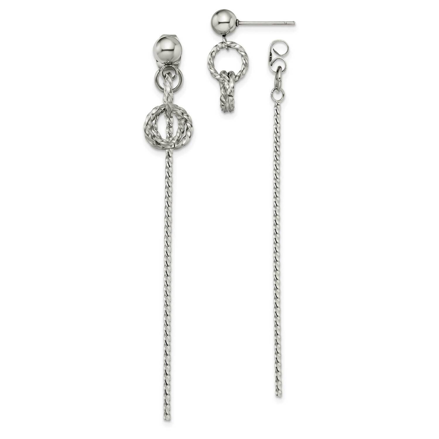 Twisted Bar Front and Back Post Dangle Earrings Stainless Steel Polished SRE1403, MPN: SRE1403, 191…