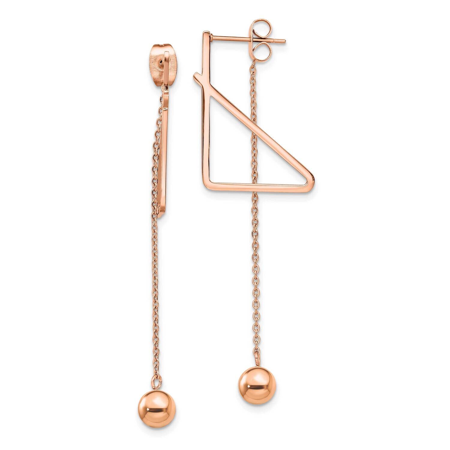 Rose Ip Front &amp; Back Post Ball Dangle Earrings Stainless Steel Polished SRE1414, MPN: SRE1414, 1911…