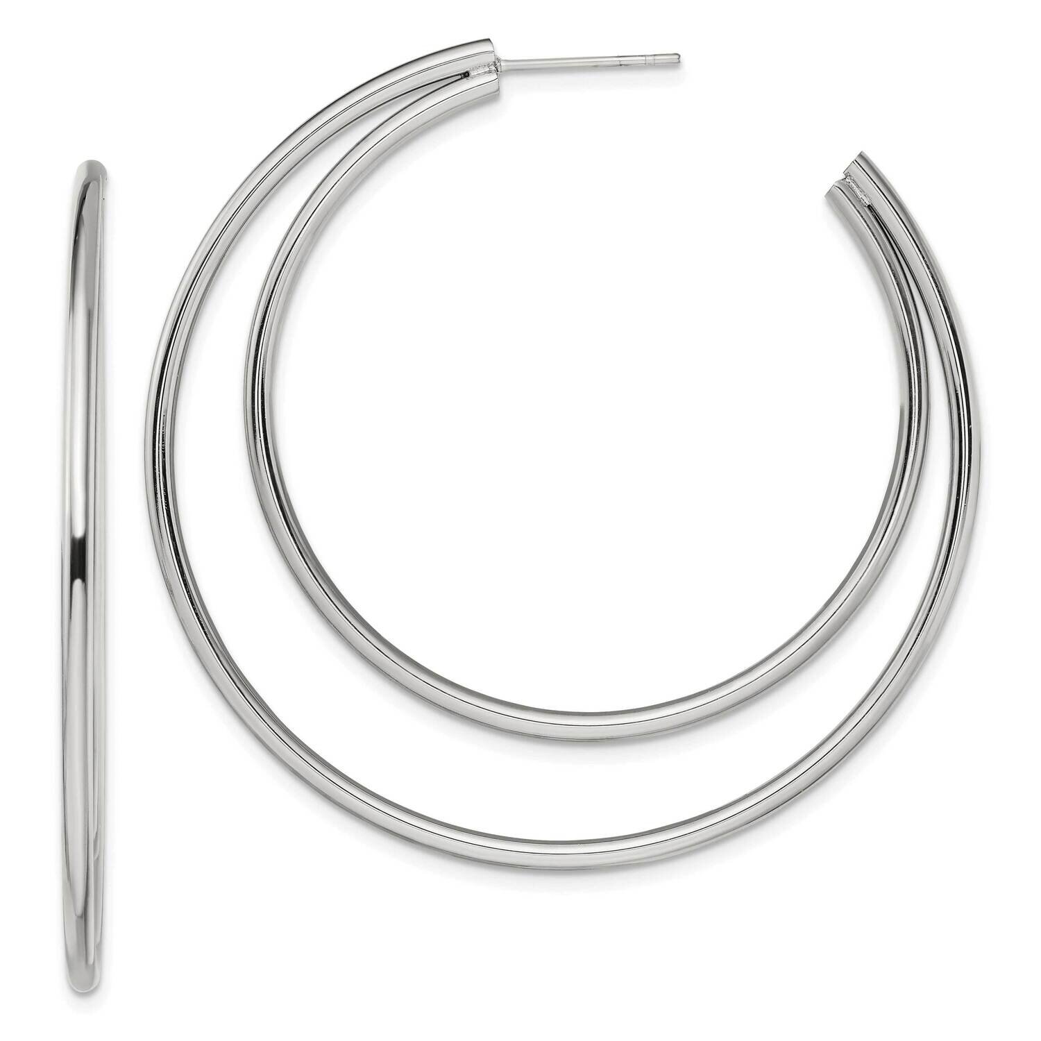 Post Hoop Earrings Stainless Steel Polished SRE1416