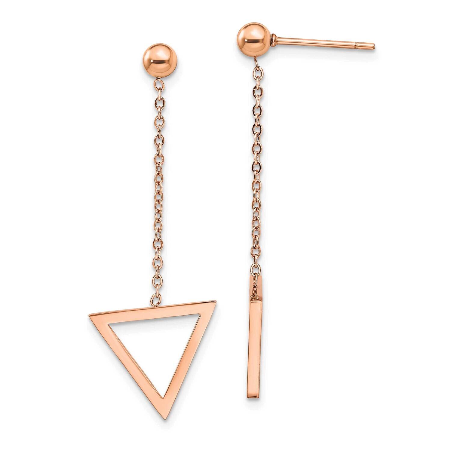 Rose Ip-Plated Triangle Post Dangle Earrings Stainless Steel Polished SRE1422, MPN: SRE1422, 191101…