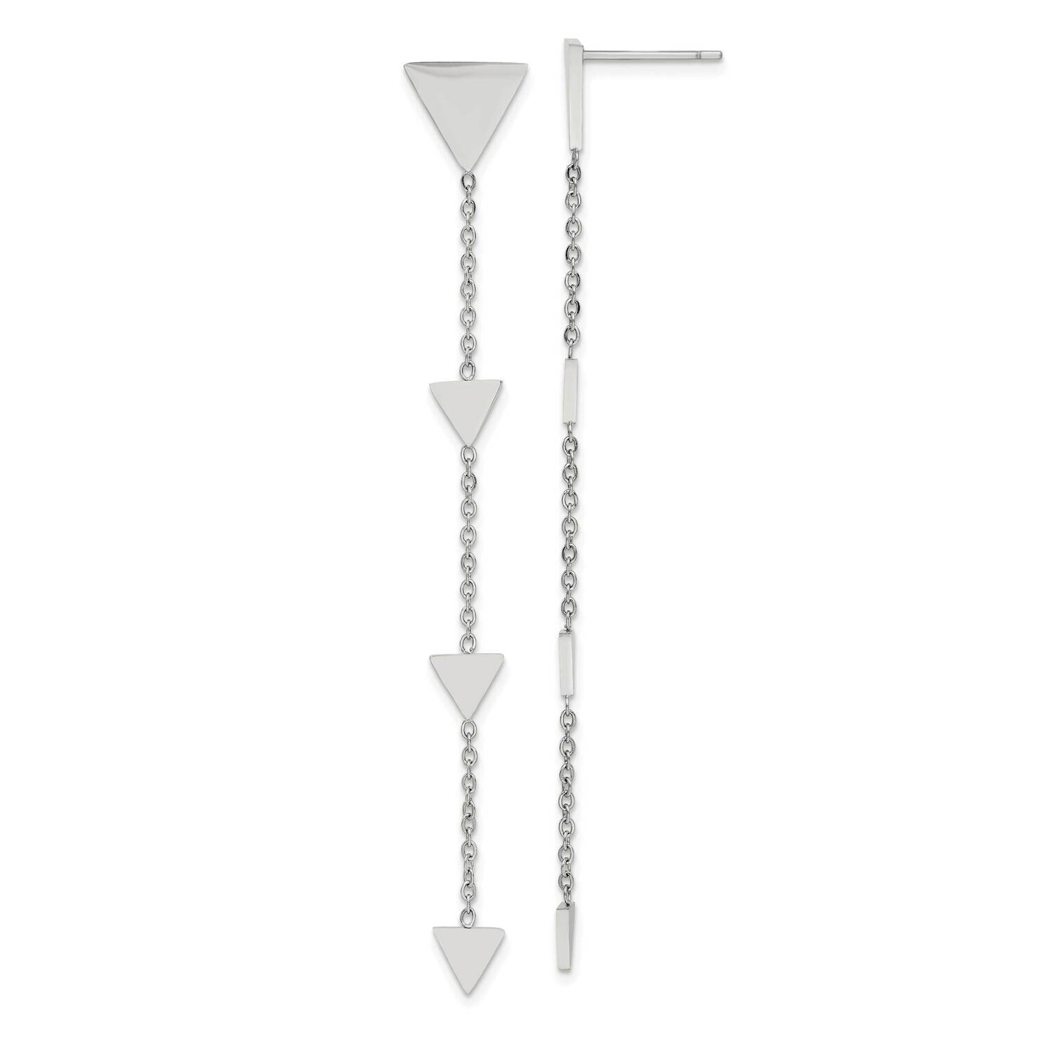 Triangles Post Dangle Earrings Stainless Steel Polished SRE1425, MPN: SRE1425, 191101866869