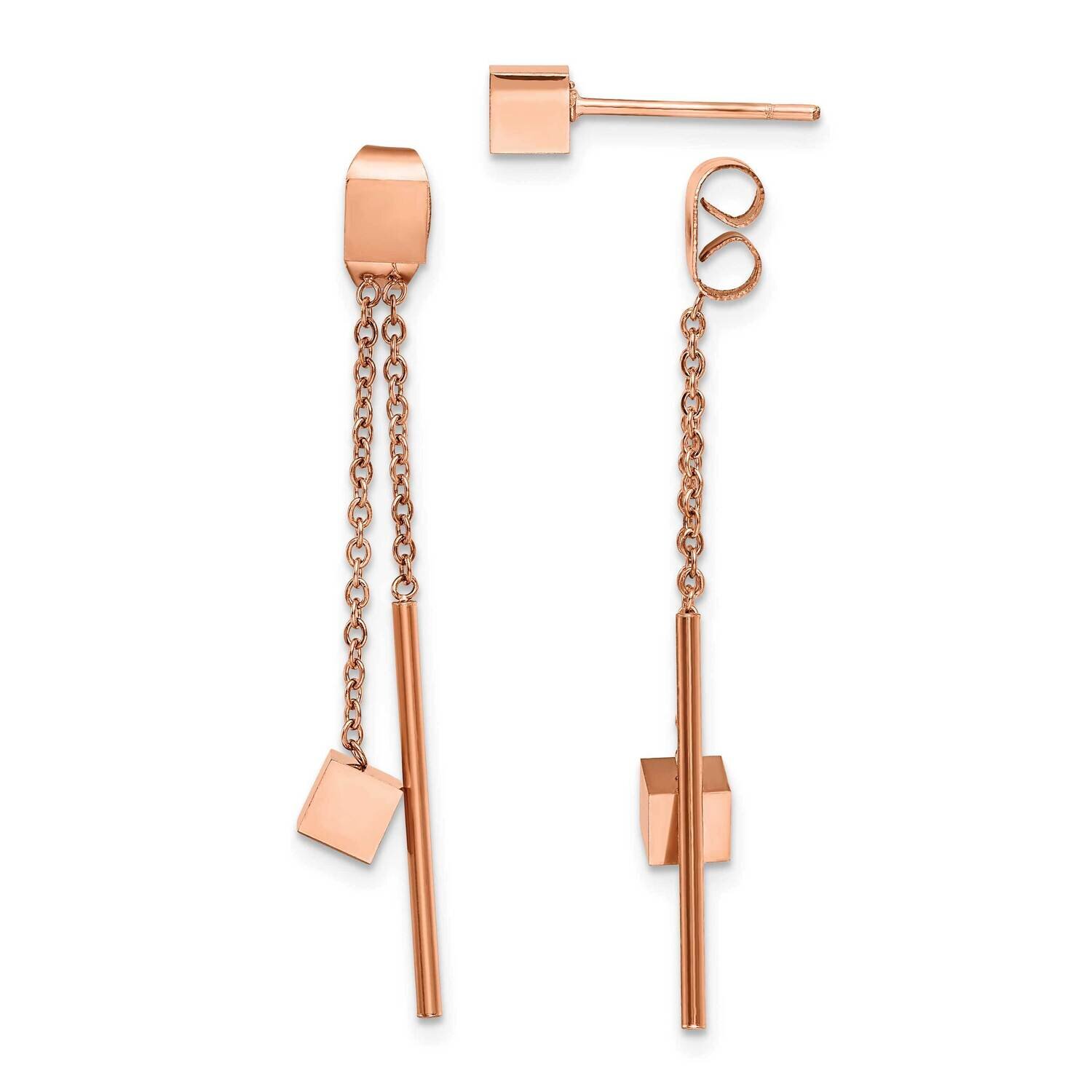Rose Ip-Plated Front &amp; Back Post Dangle Earrings Stainless Steel Polished SRE1428, MPN: SRE1428, 19…