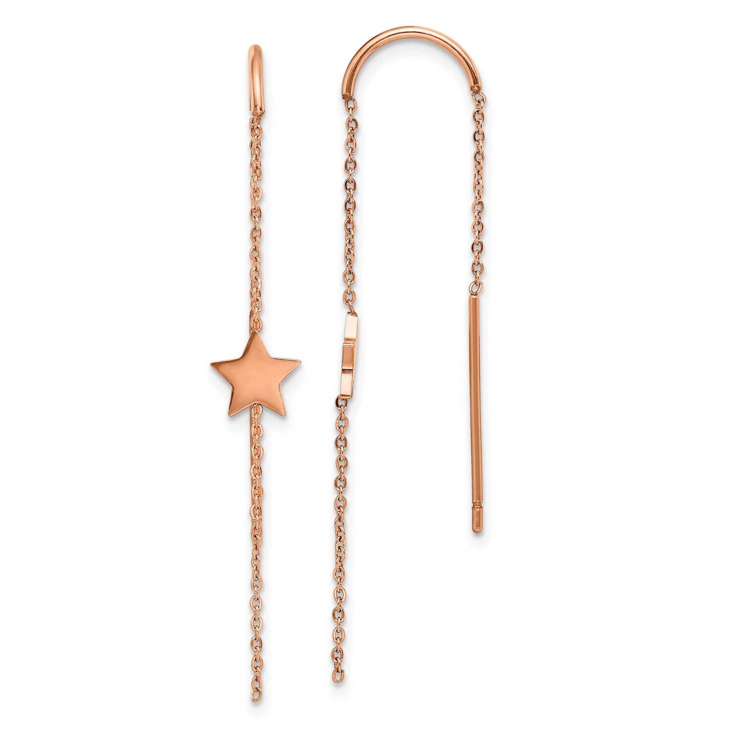 Rose Ip-Plated Star Threader Earrings Stainless Steel Polished SRE1429, MPN: SRE1429, 191101867224