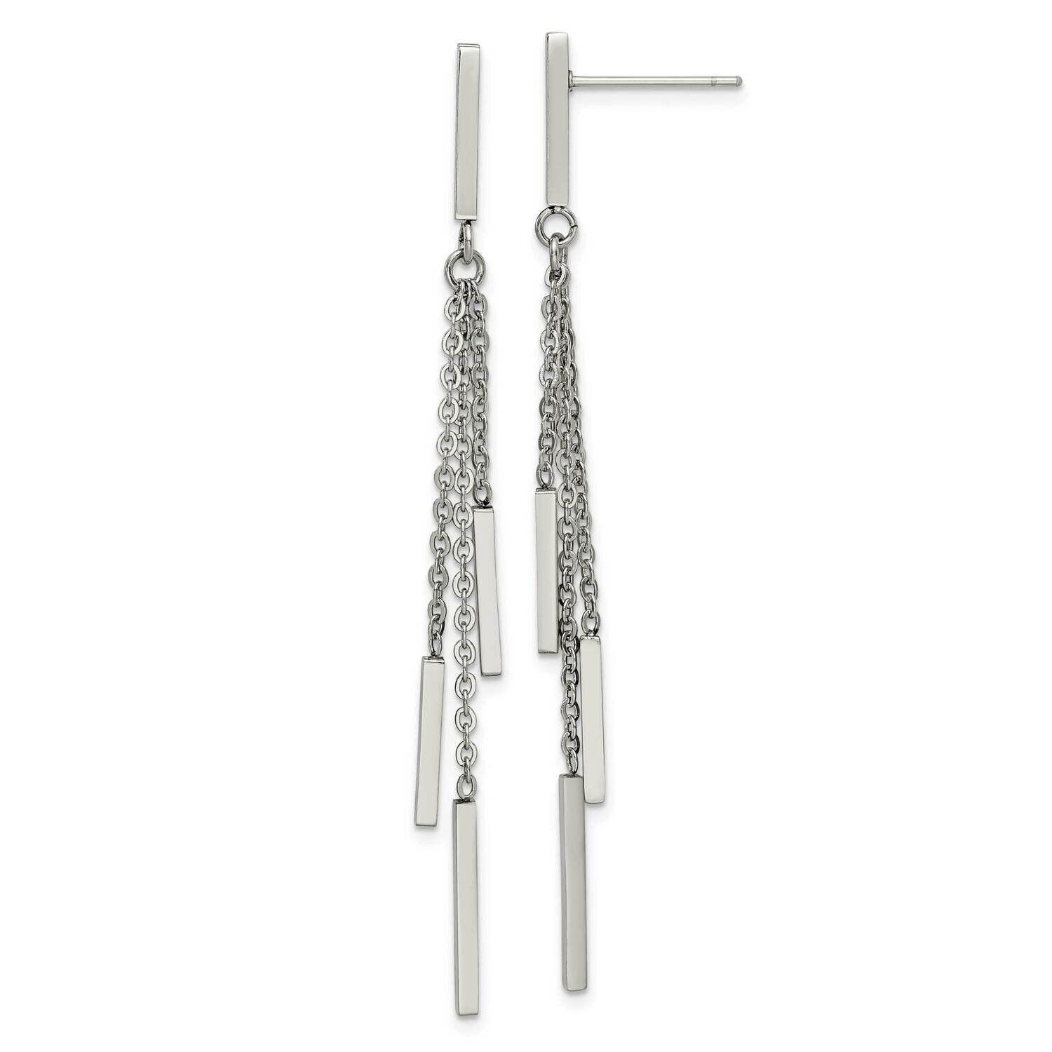 Bar Post Dangle Earrings Stainless Steel Polished SRE1430, MPN: SRE1430, 191101866333