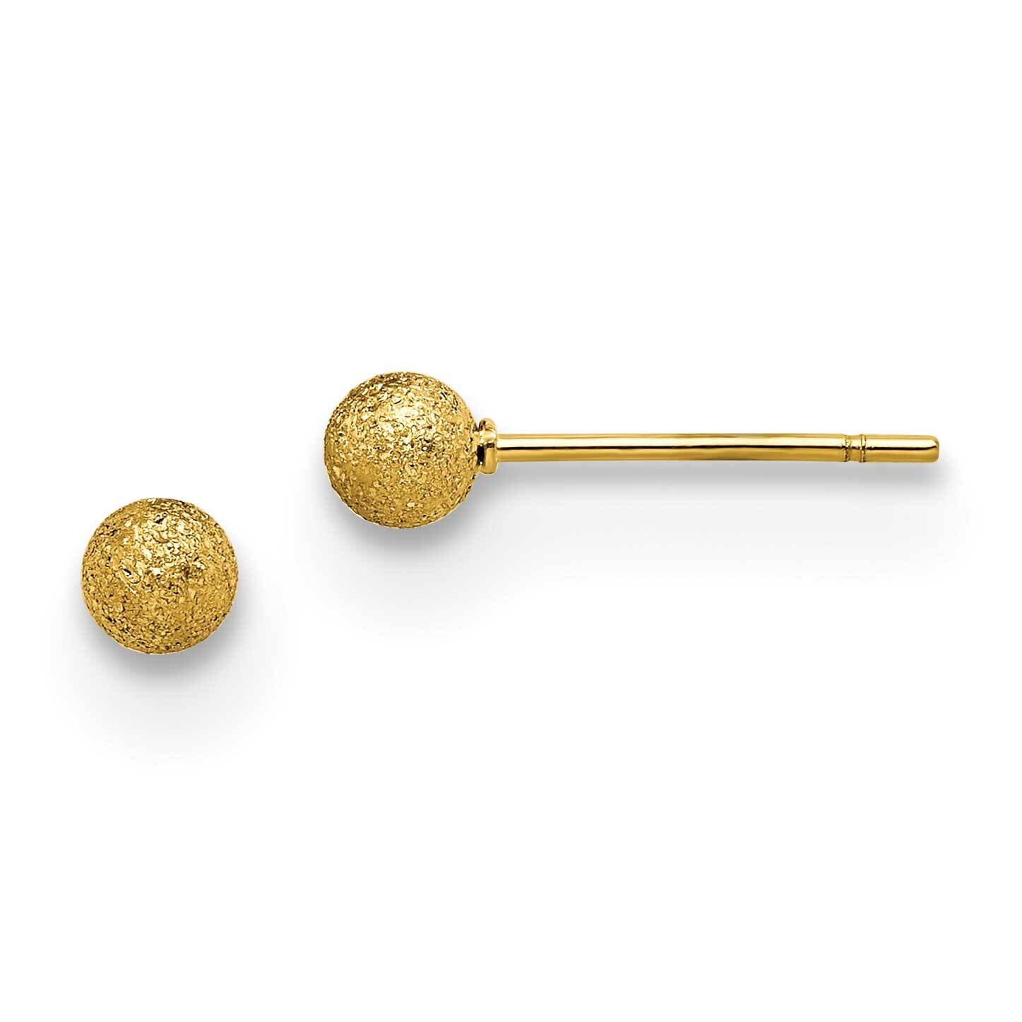 Laser Cut Yellow Ip-Plated 4mm Ball Post Earrings Stainless Steel Polished SRE1431