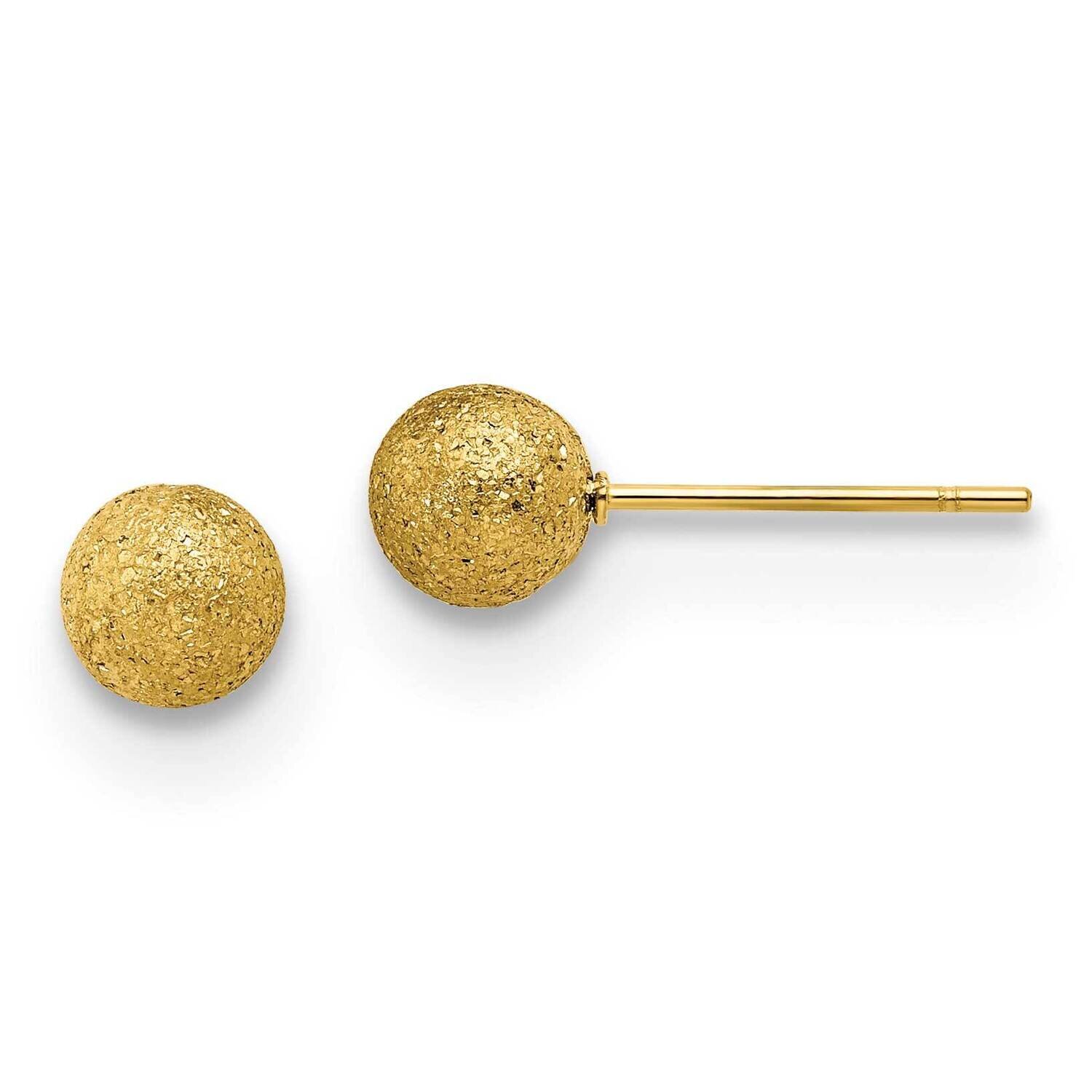 Laser Cut Yellow Ip-Plated 6mm Ball Post Earrings Stainless Steel Polished SRE1433