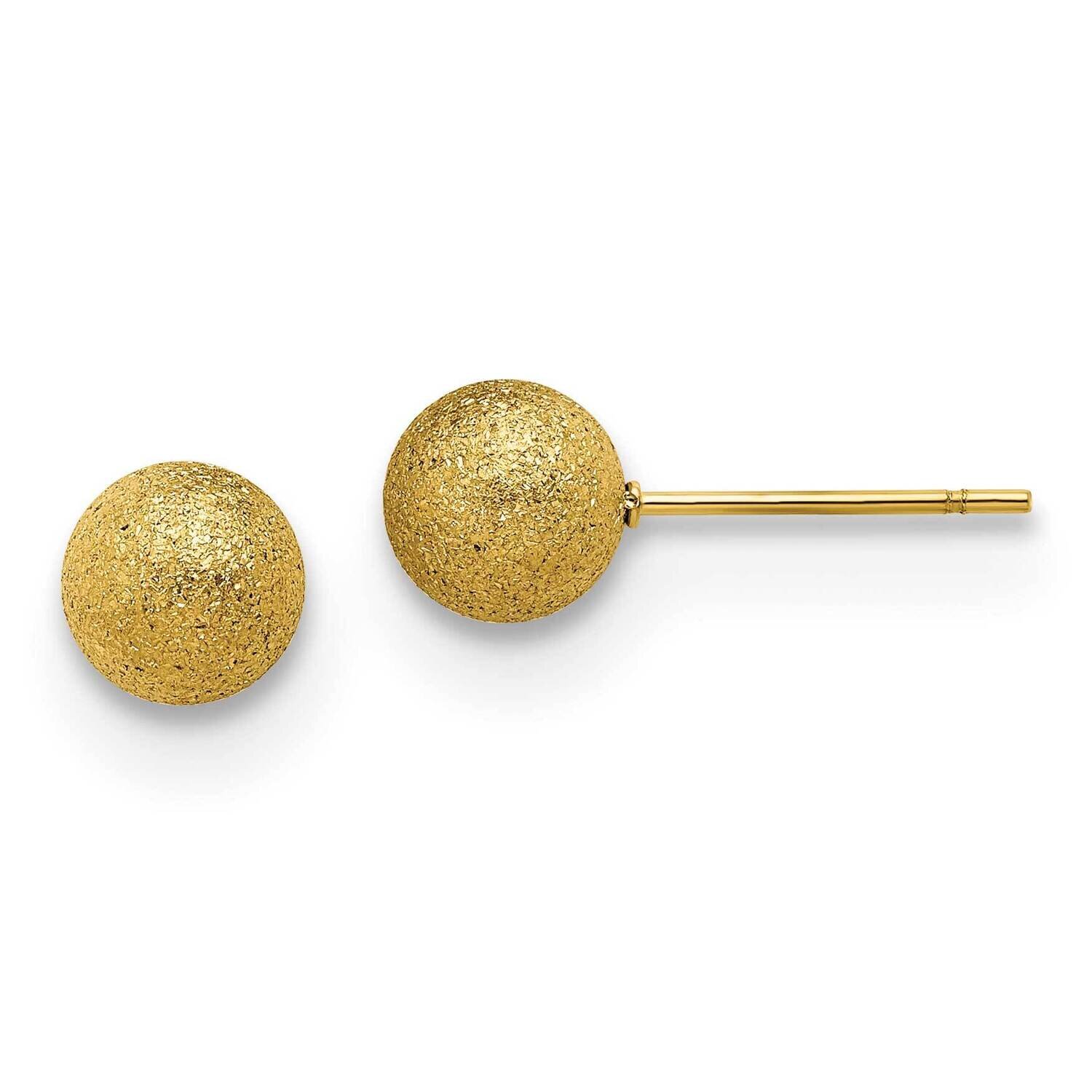 Laser Cut Yellow Ip-Plated 7mm Ball Post Earrings Stainless Steel Polished SRE1434