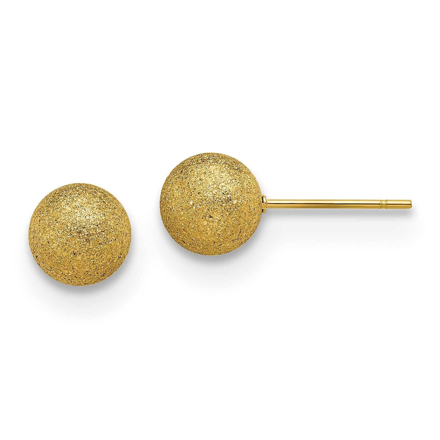 Laser Cut Yellow Ip-Plated 8mm Ball Post Earrings Stainless Steel Polished SRE1435