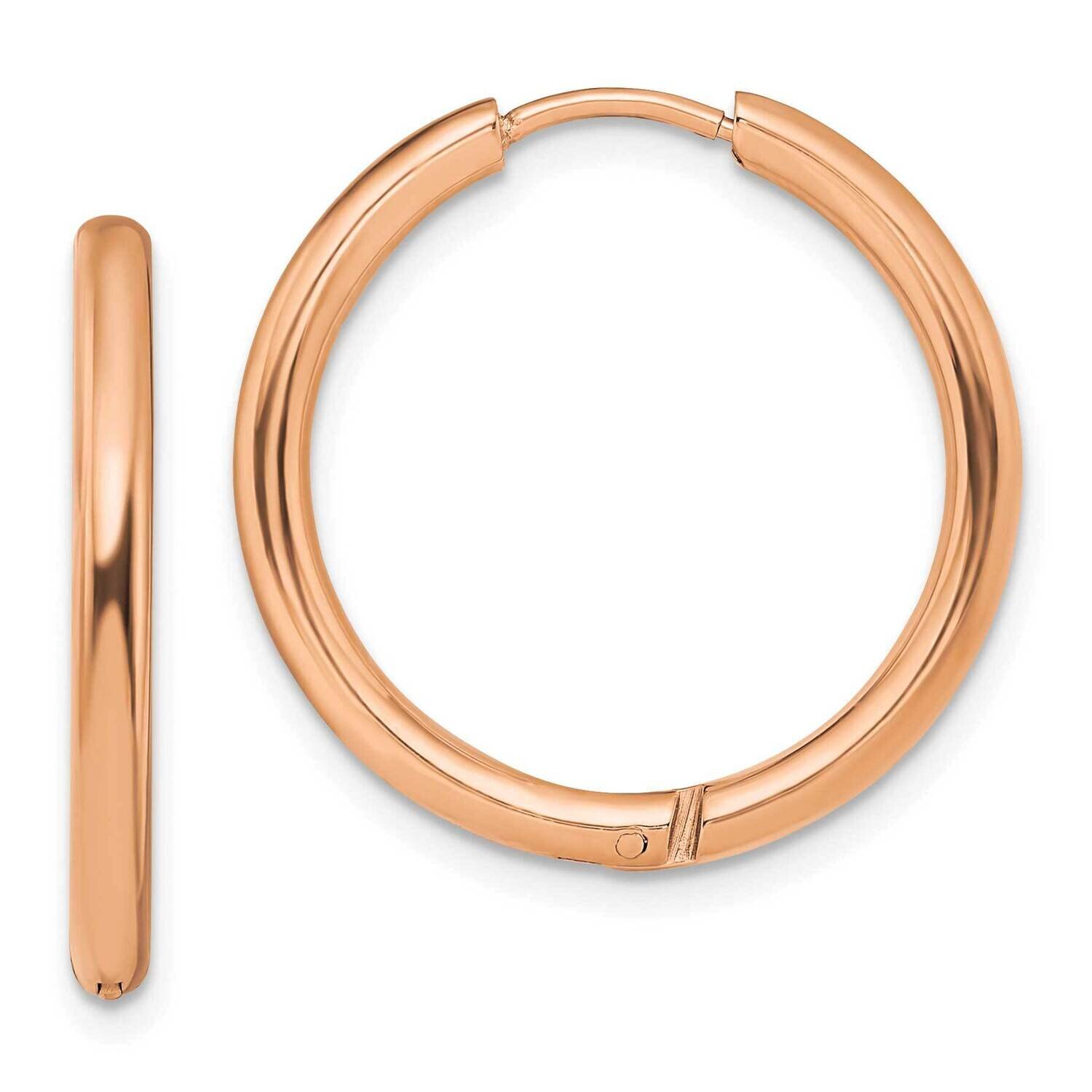 Rose Ip-Plated 2.5mm Hinged Hoop Earrings Stainless Steel Polished SRE1449, MPN: SRE1449, 191101867…