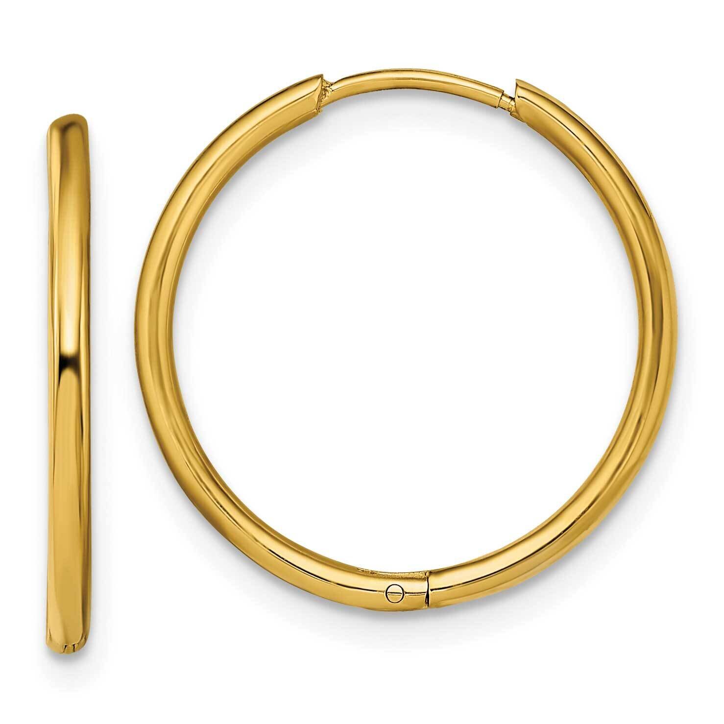 Yellow Ip-Plated 1.6mm Hinged Hoop Earrings Stainless Steel Polished SRE1460, MPN: SRE1460, 1911018…